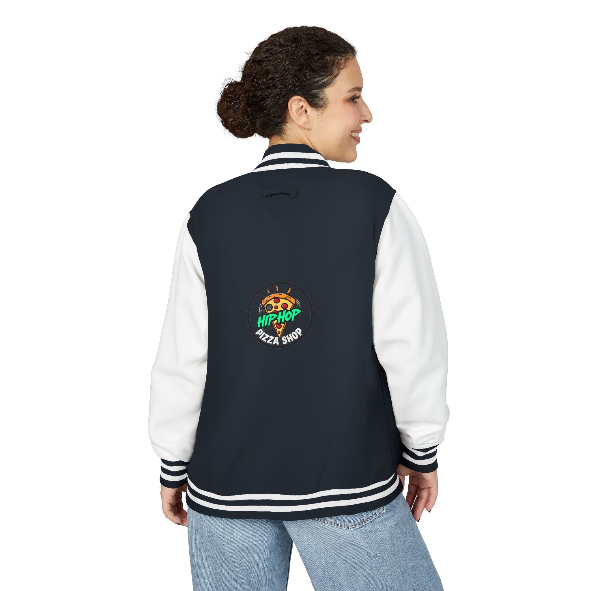 Letterman Jacket - 'Hip Hop Pizza Shop' Retro Varsity Bomber