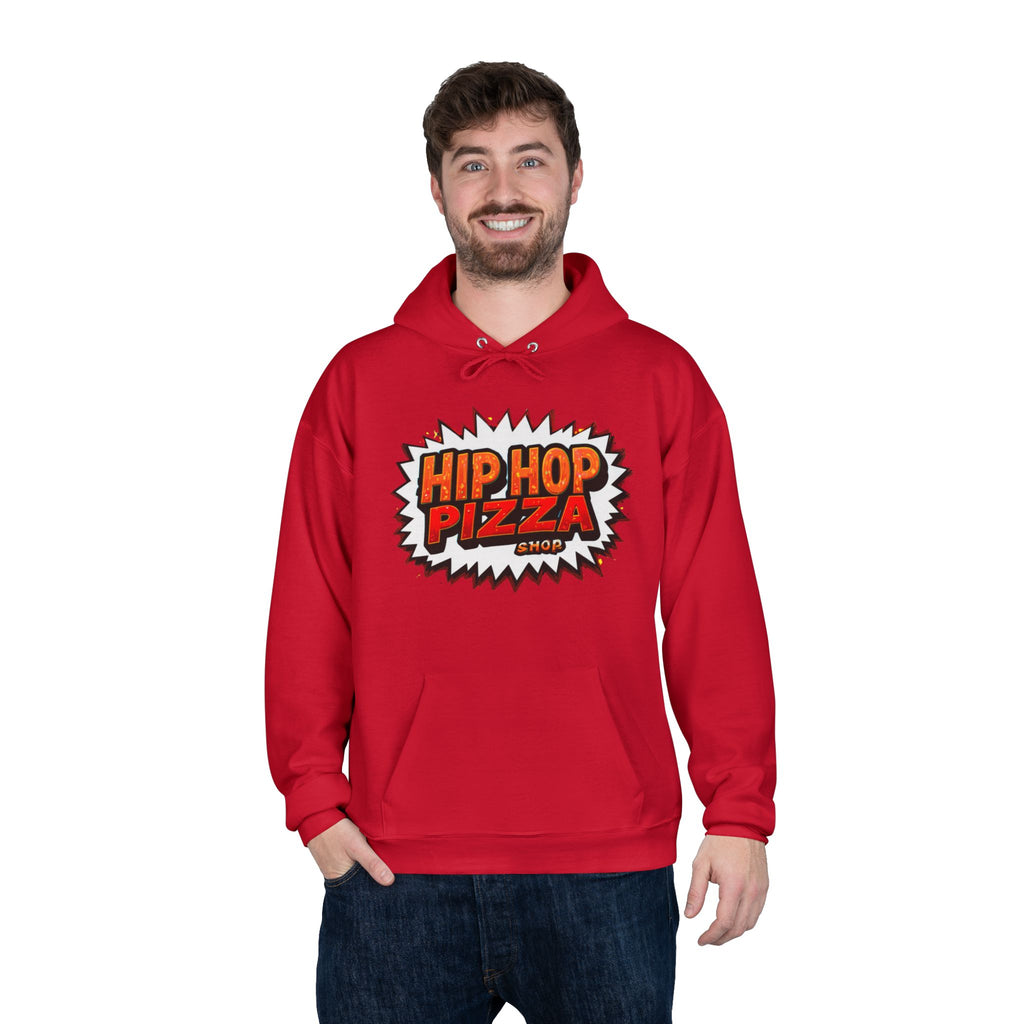 Hip Hop Pizza Graphic Hoodie — Streetwear Pizza Logo Pullover