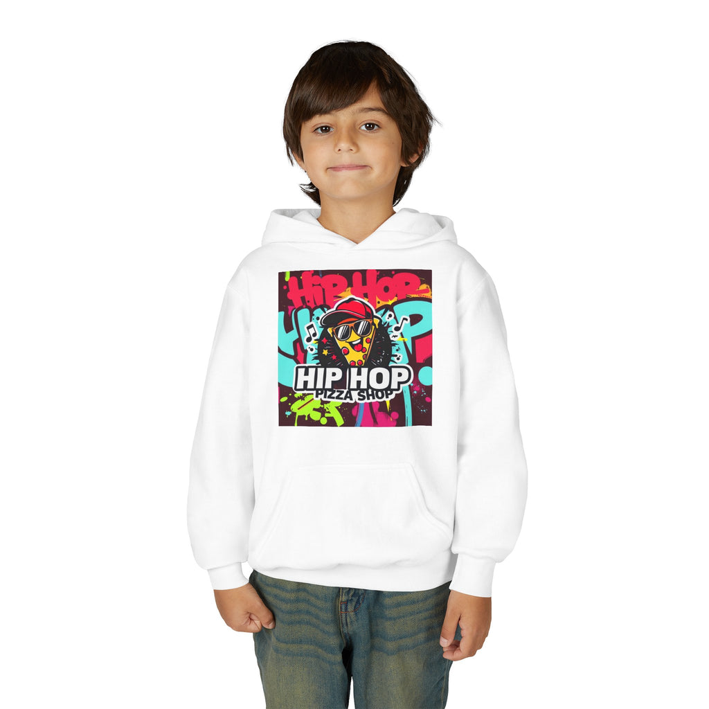 Hip Hop Pizza Shop Youth Hoodie — Graffiti Skull Streetwear Pullover