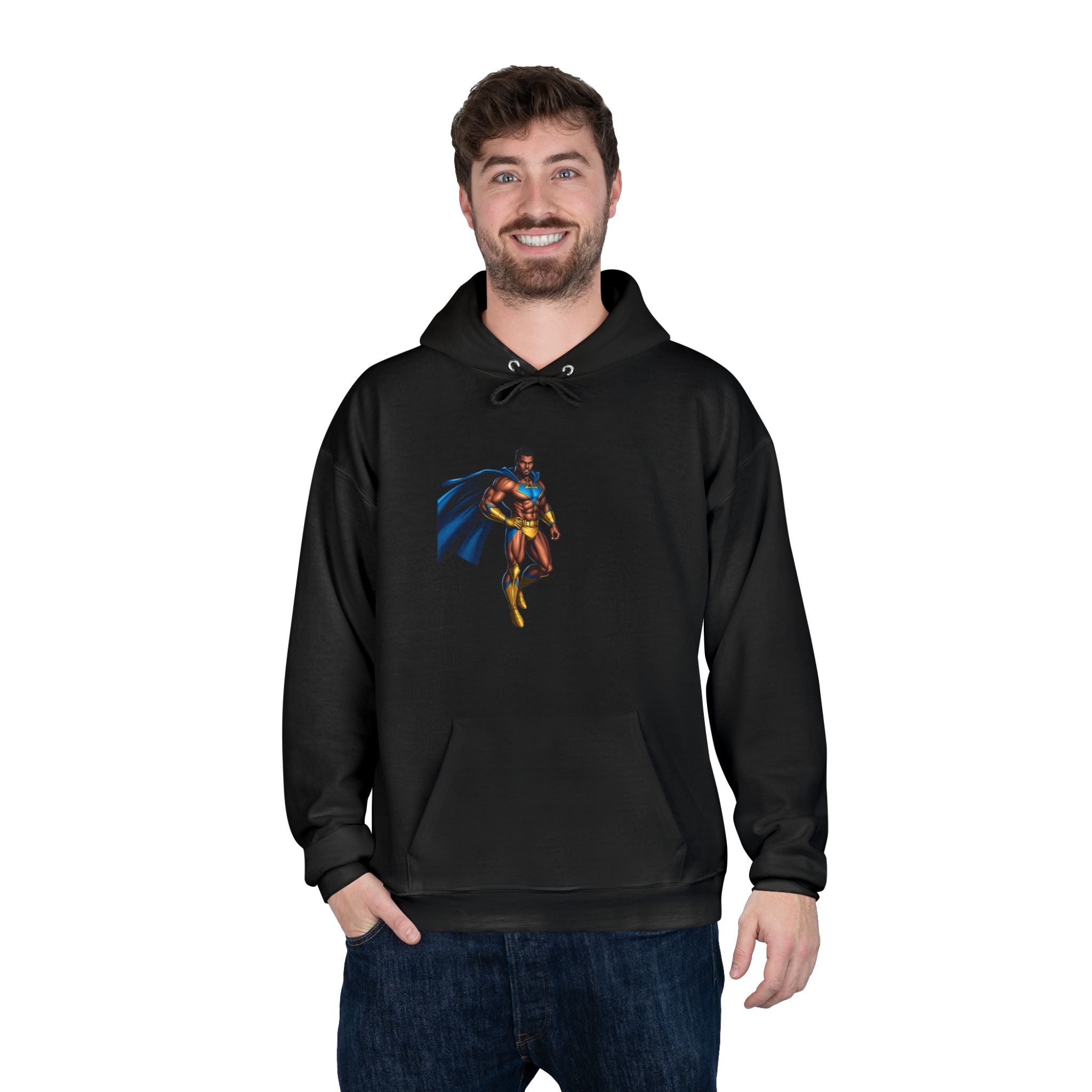 Superhero Graphic Hoodie — "Hip Hop" Pizza Emblem