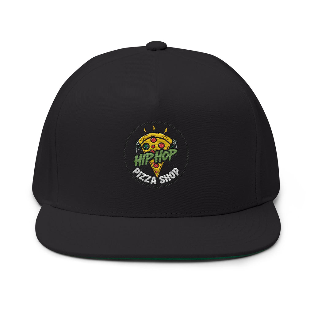 Pizza Slice Patch Flat Bill Cap — Hip Hop Pizza Embroidered Snapback