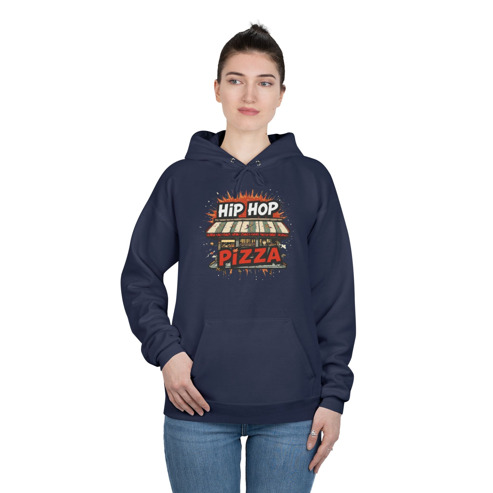 Hip Hop Pizza Hoodie — Retro Pizza Shop Graphic Pullover