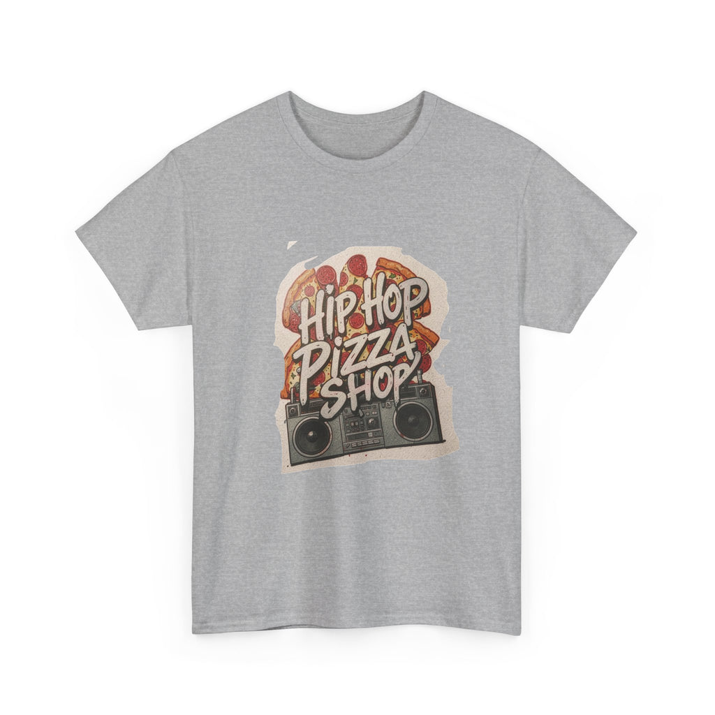 Hip Hop Pizza Shop T‑Shirt — Retro Boombox Pizza Graphic Tee