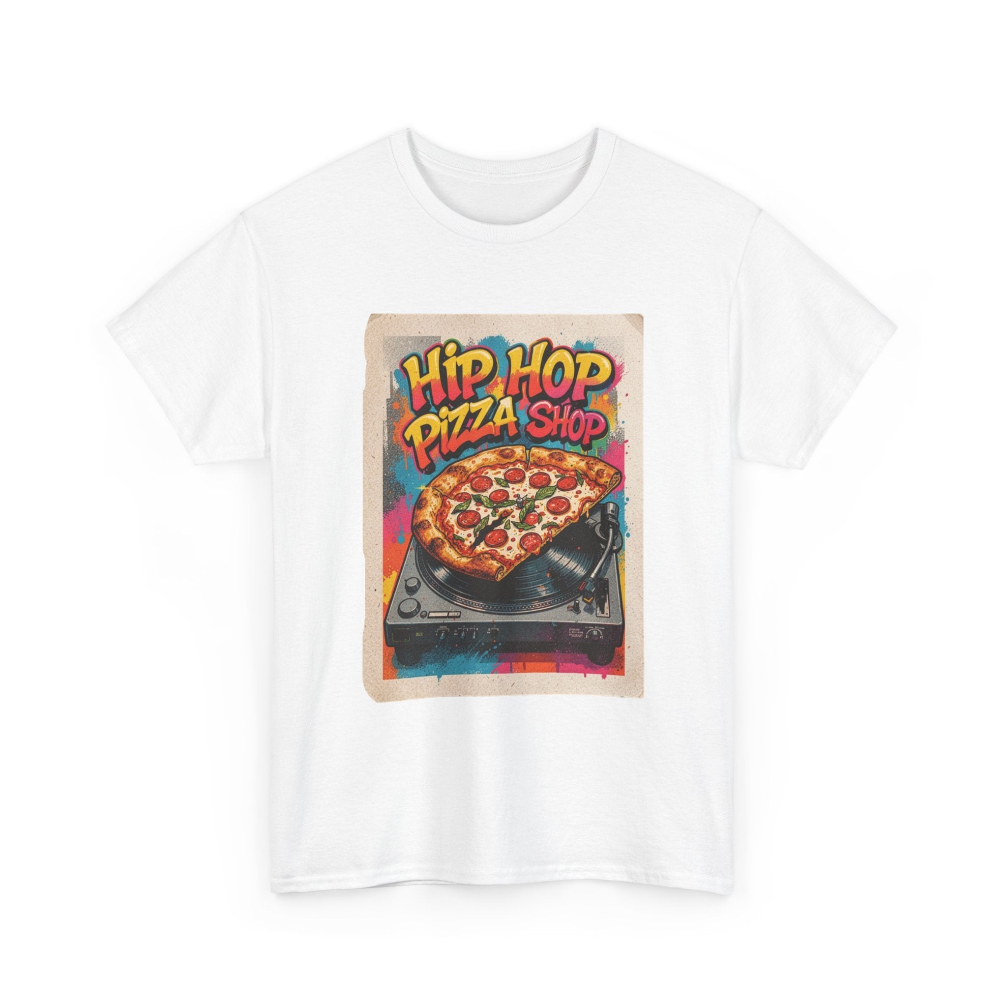 Hip Hop Pizza Shop T-Shirt — Retro DJ Pizza Graphic Tee