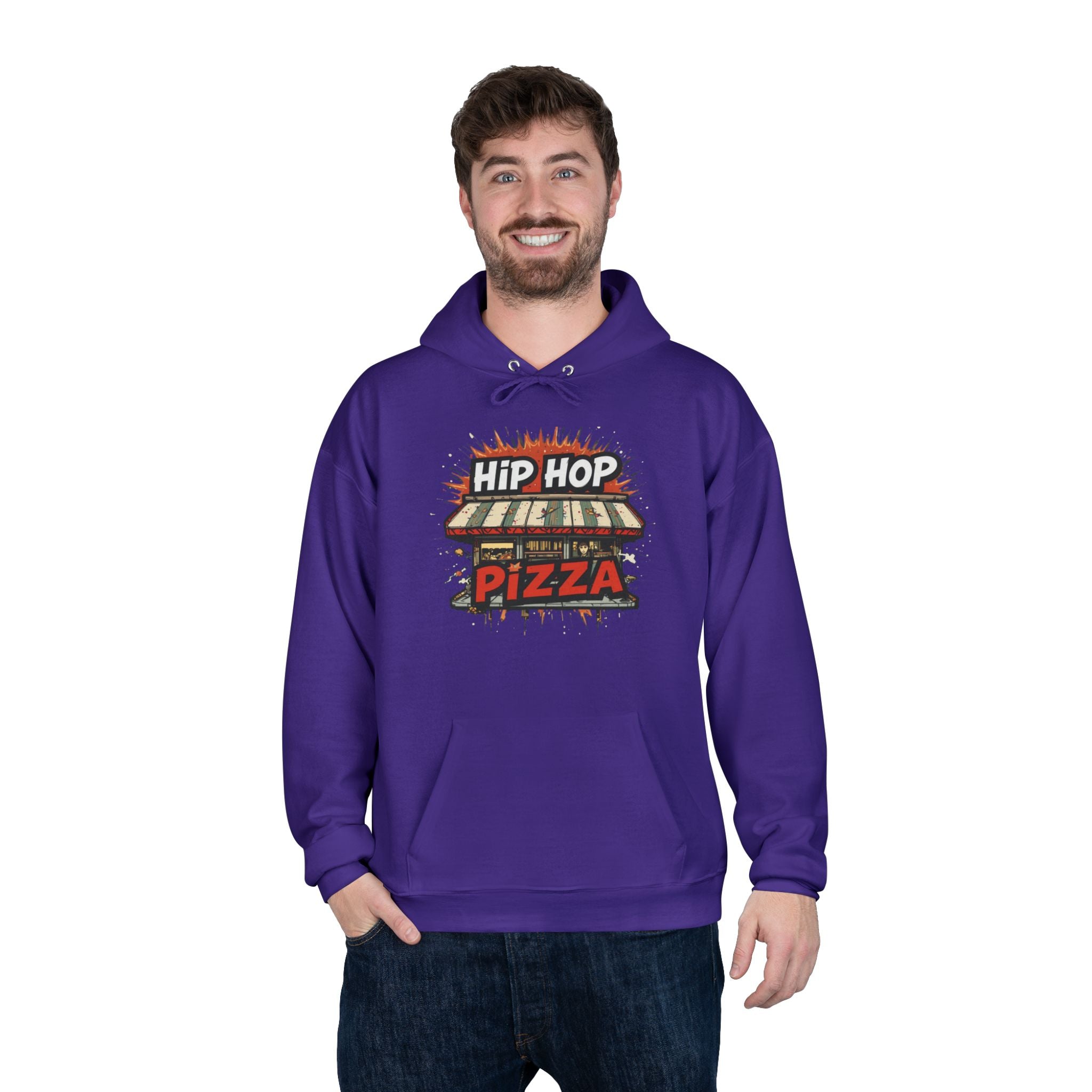 Hip Hop Pizza Hoodie — Retro Pizza Shop Graphic Pullover