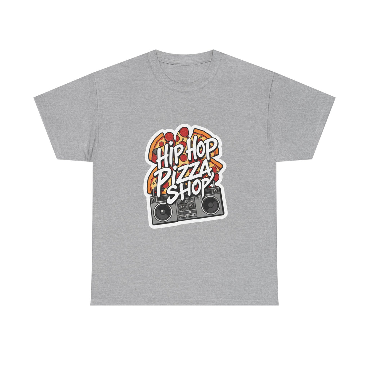 Hip Hop Pizza Shop T-Shirt — Retro Boombox Pizza Graphic Tee