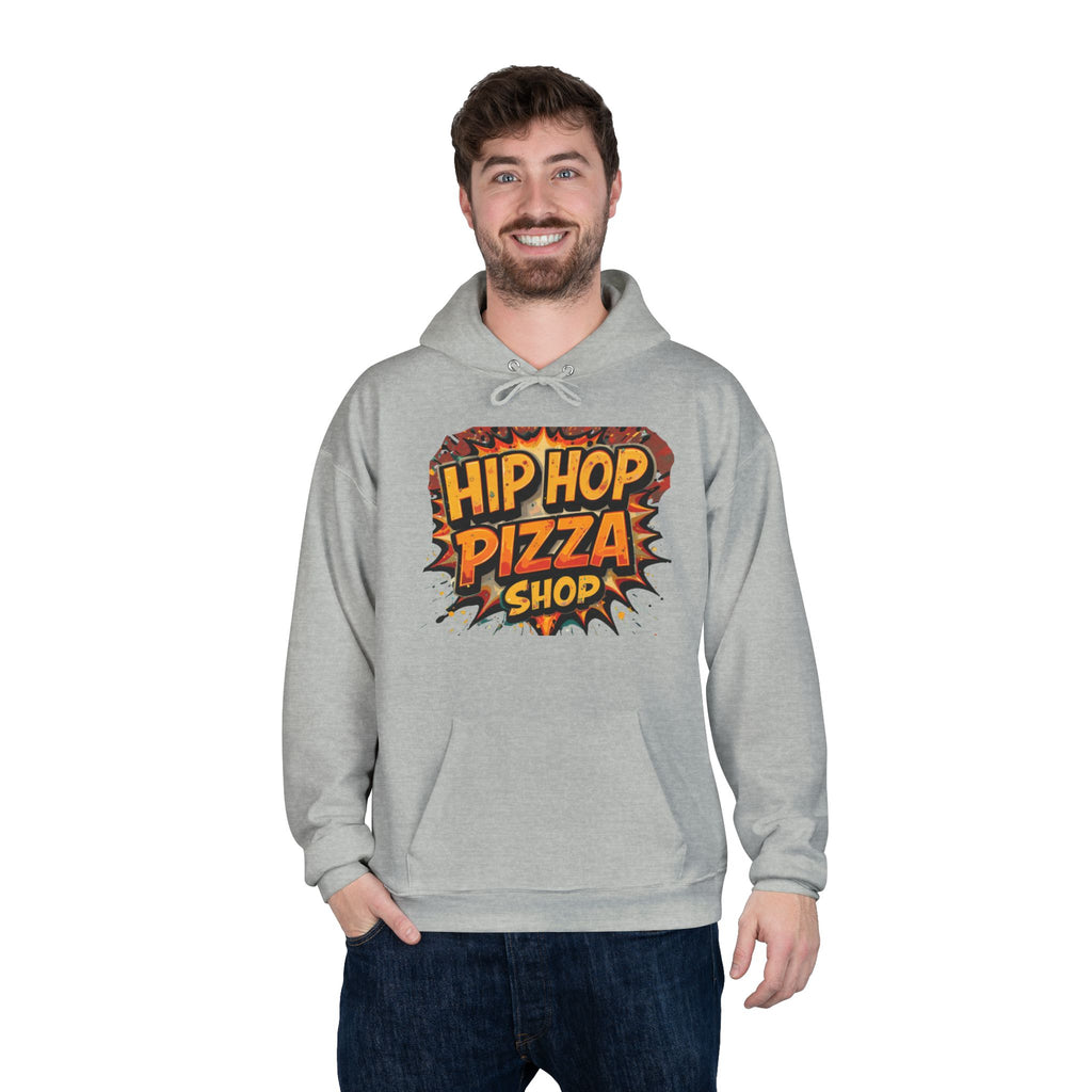 Hip Hop Pizza Shop Hoodie — Retro Pizza Logo Pullover