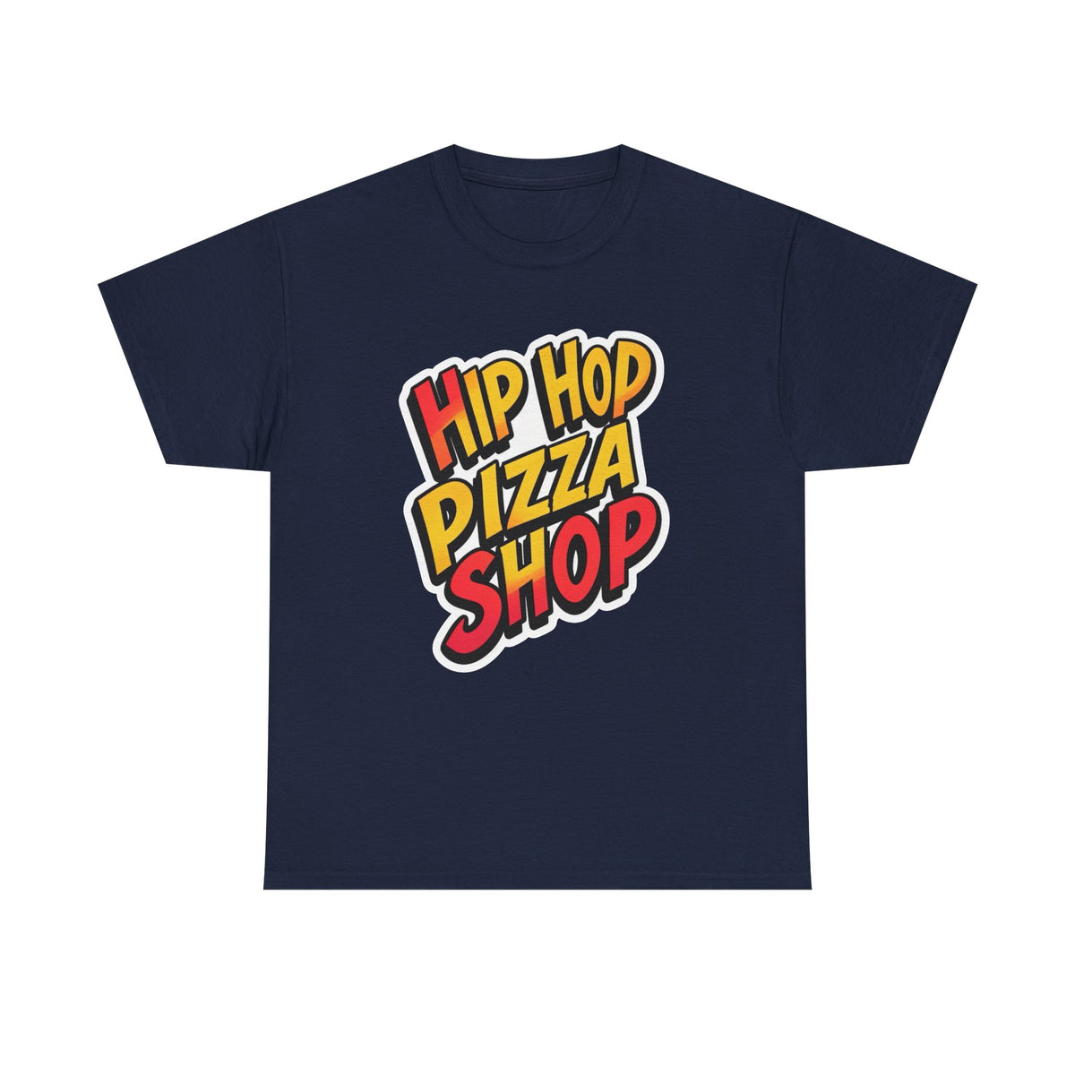 Hip Hop Pizza Shop T-Shirt — Retro Streetwear Tee with Colorful Logo