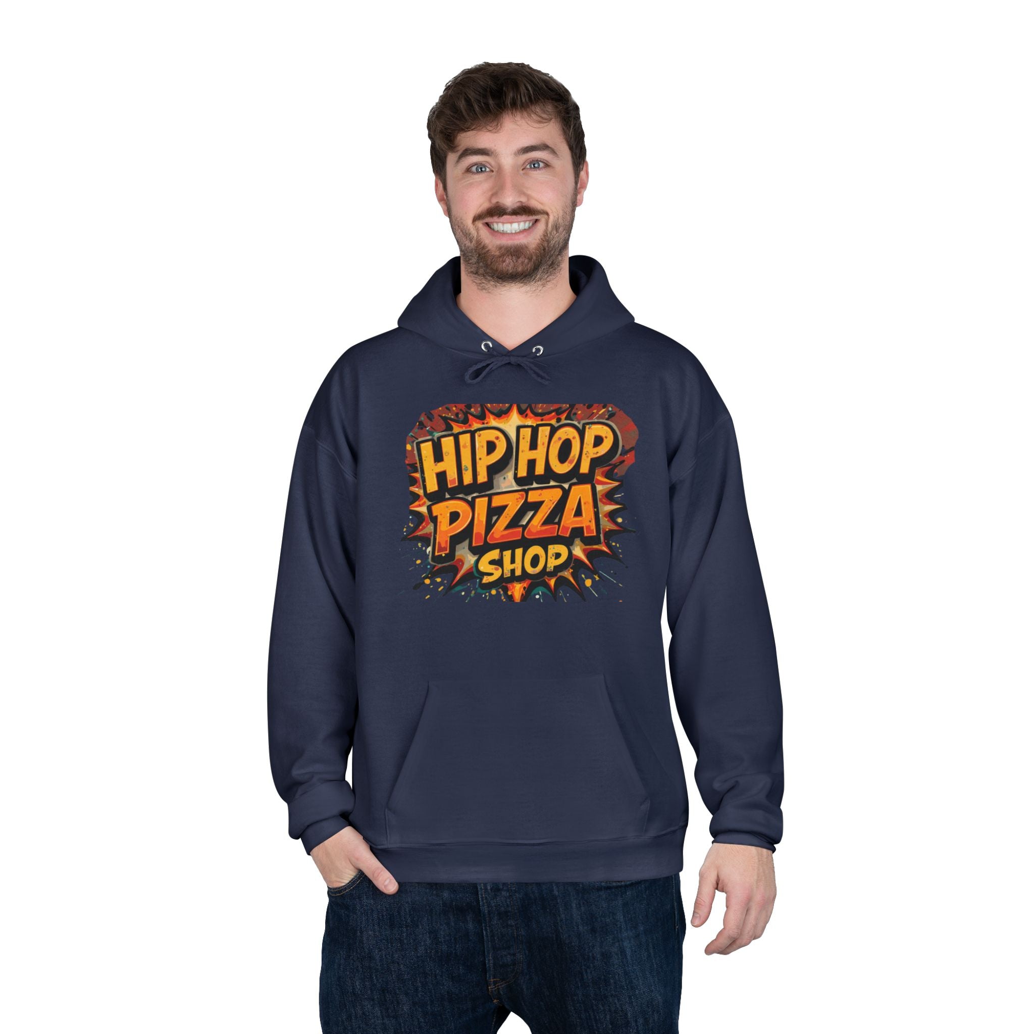 Hip Hop Pizza Shop Hoodie — Retro Pizza Logo Pullover