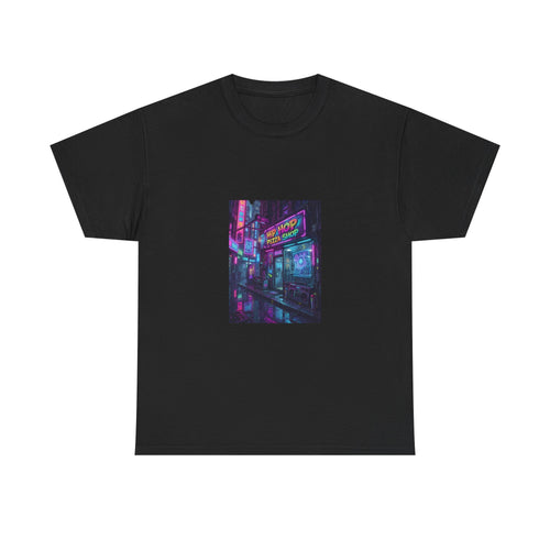 Cyberpunk Neon Alley T‑Shirt — Vaporwave Night City Street Art Tee