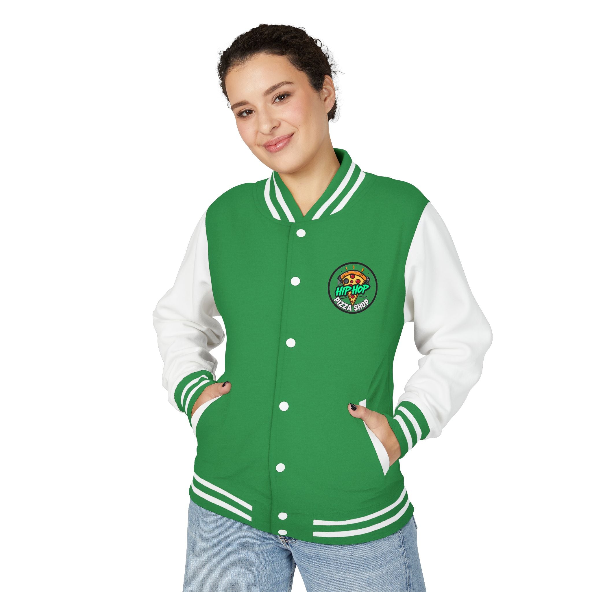 Letterman Jacket - 'Hip Hop Pizza Shop' Retro Varsity Bomber