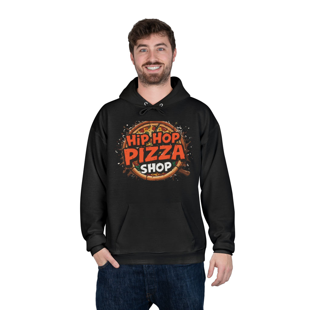 Hip Hop Pizza Shop Hoodie — Retro Pizza Logo Pullover