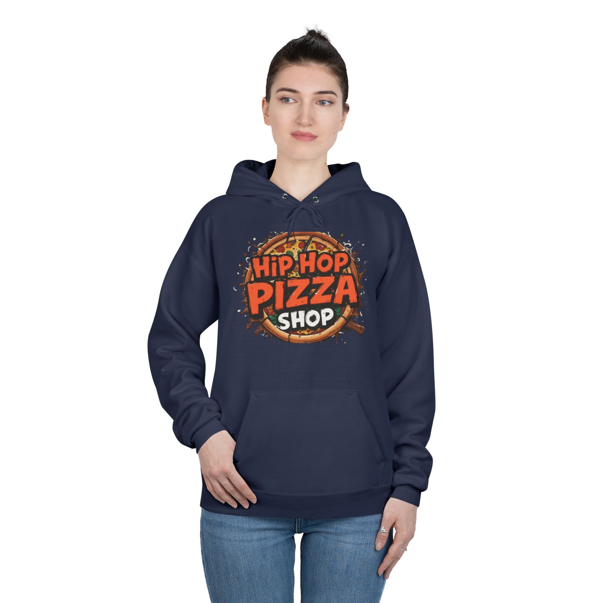 Hip Hop Pizza Shop Hoodie — Retro Pizza Logo Pullover