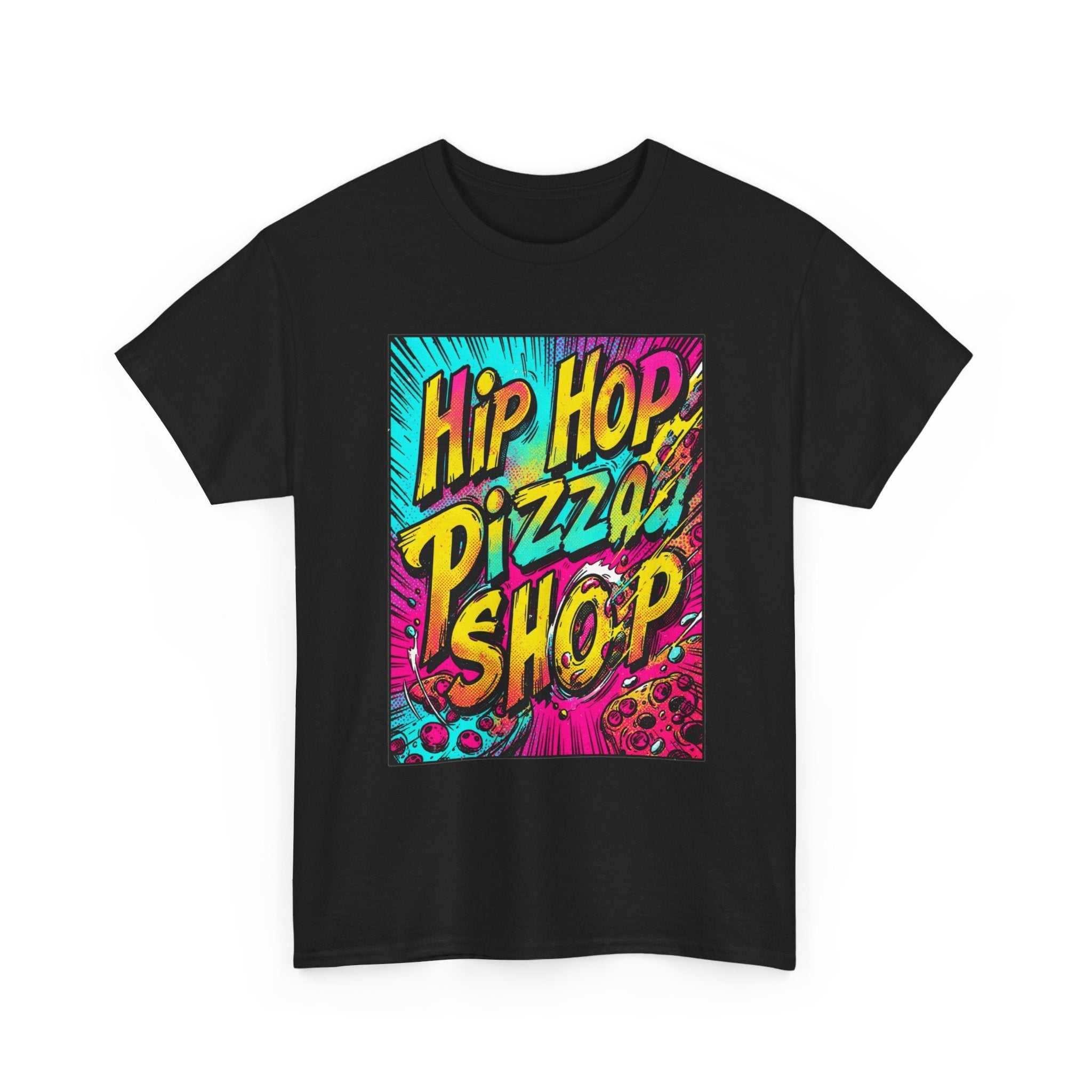 Graphic Tee — "Hip Hop Pizza Shop" Colorful Retro Streetwear T-Shirt