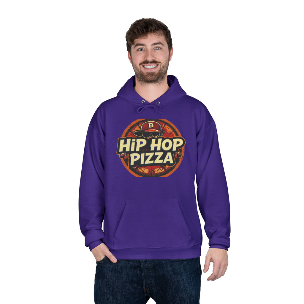 Hip Hop Pizza Hoodie — Retro Pizza Logo Pullover for Music & Food Fans
