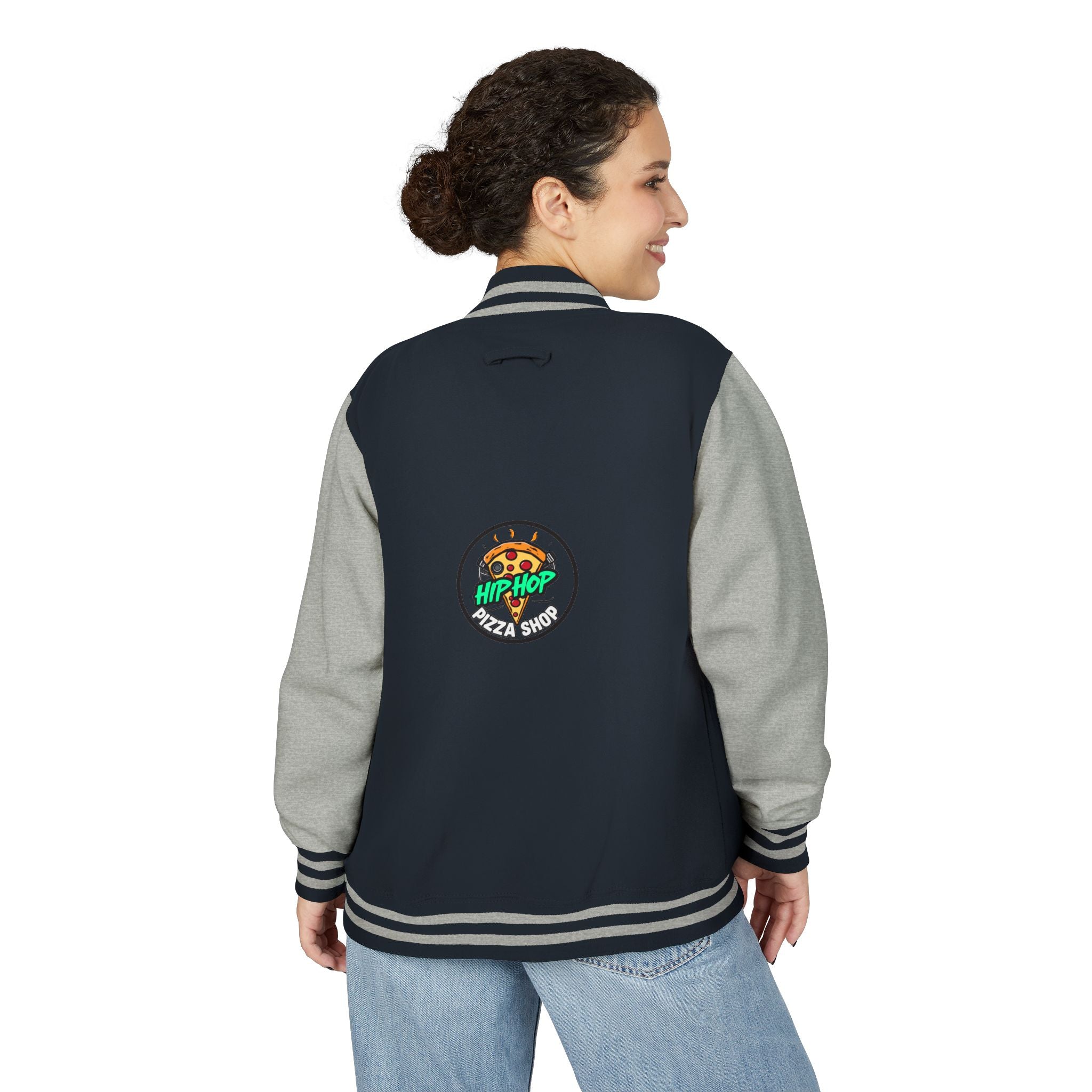 Letterman Jacket - 'Hip Hop Pizza Shop' Retro Varsity Bomber