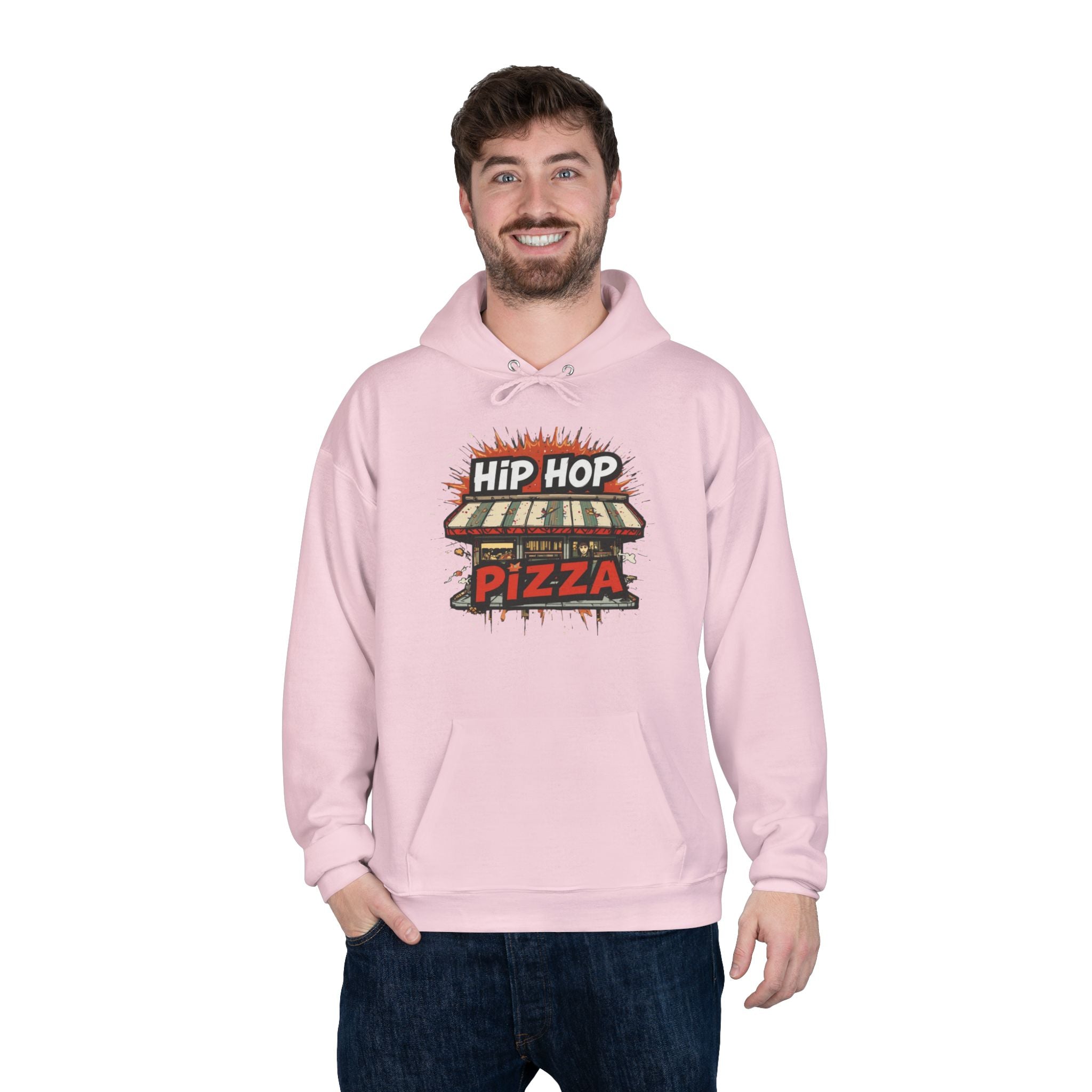 Hip Hop Pizza Hoodie — Retro Pizza Shop Graphic Pullover