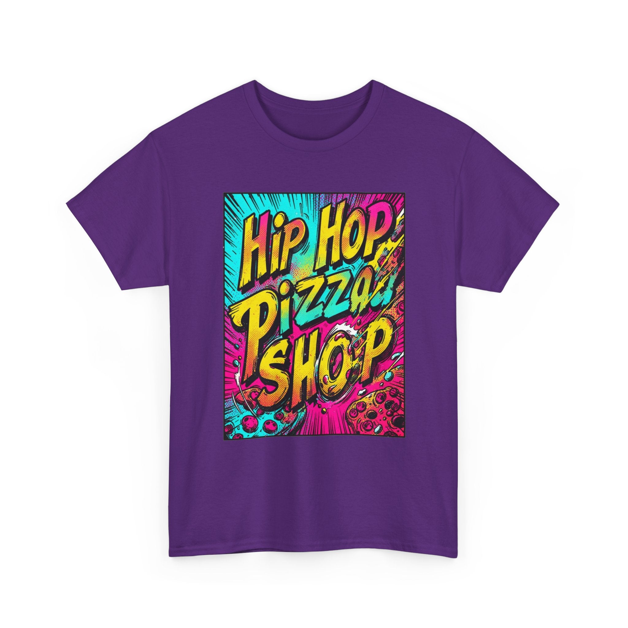 Graphic Tee — "Hip Hop Pizza Shop" Colorful Retro Streetwear T-Shirt
