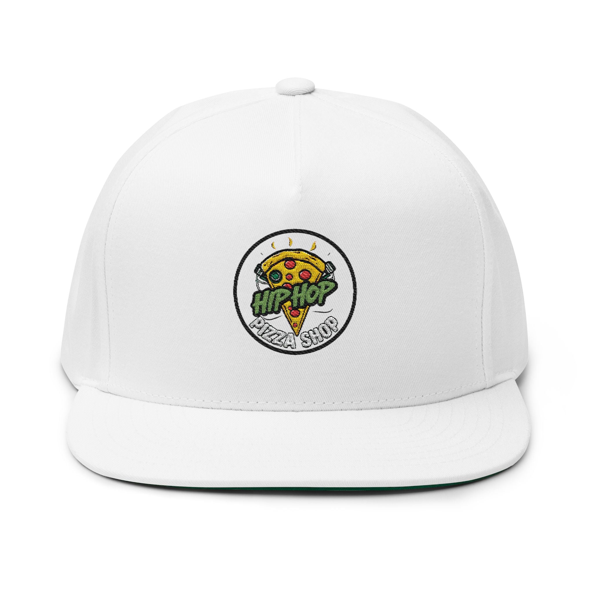 Pizza Slice Patch Flat Bill Cap — Hip Hop Pizza Embroidered Snapback