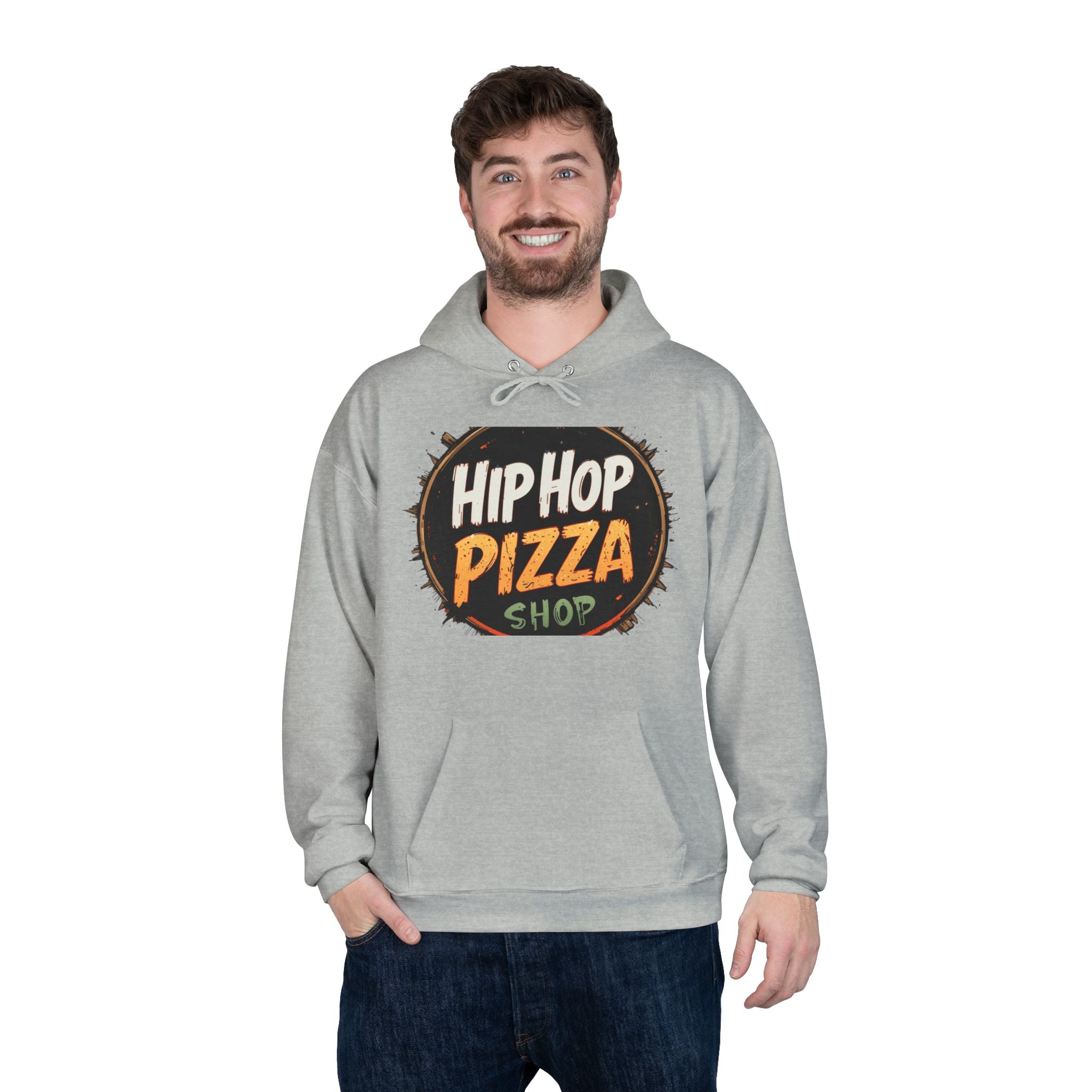 Hip Hop Pizza Shop Hoodie — Retro Pizza Logo Pullover