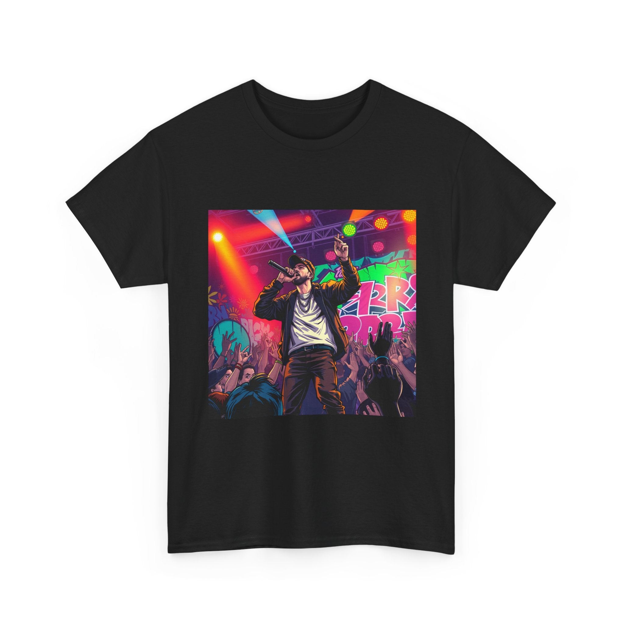 Concert Vibes T‑Shirt — Neon Rapper Stage Graphic Tee