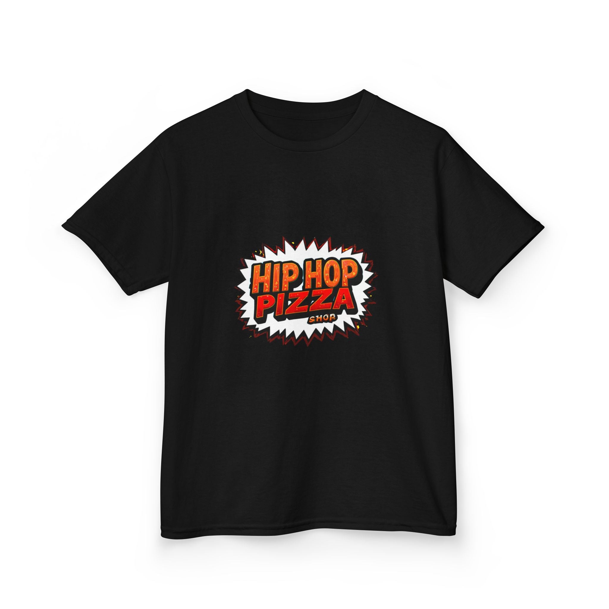 Kids T‑Shirt — 'Hip Hop Pizza' Retro Comic Logo Tee for Children