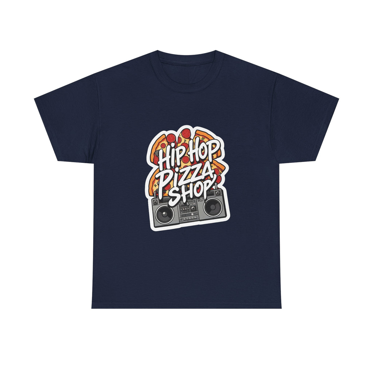 Hip Hop Pizza Shop T-Shirt — Retro Boombox Pizza Graphic Tee