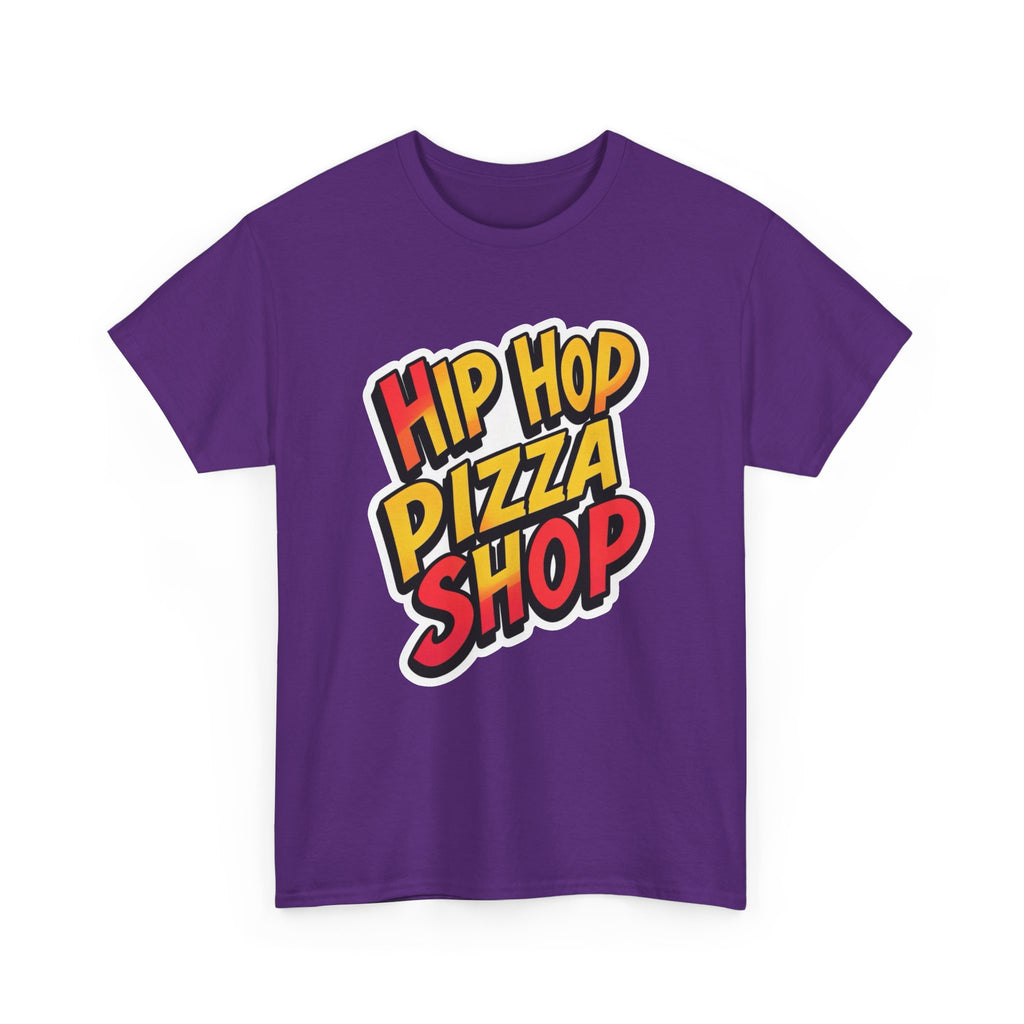 Hip Hop Pizza Shop T-Shirt — Retro Streetwear Tee with Colorful Logo