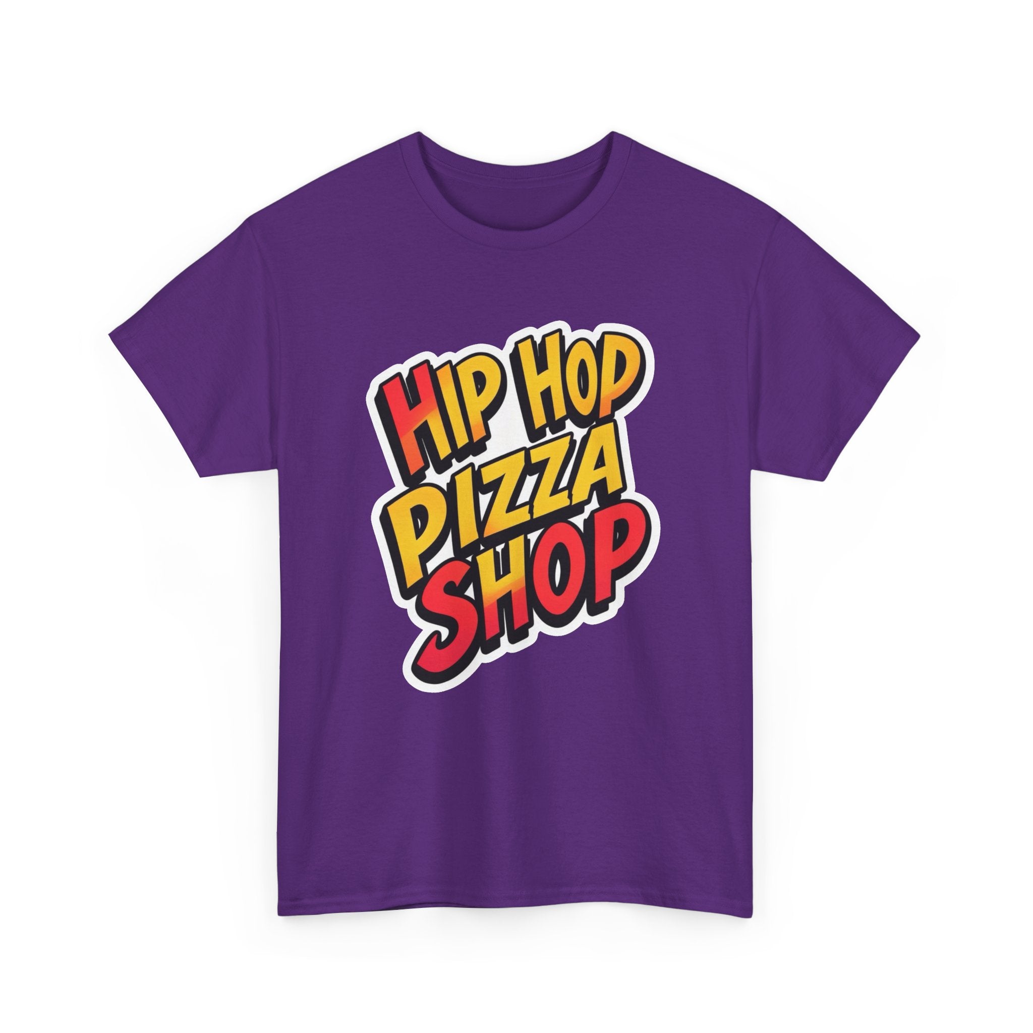 Hip Hop Pizza Shop T-Shirt — Retro Streetwear Tee with Colorful Logo