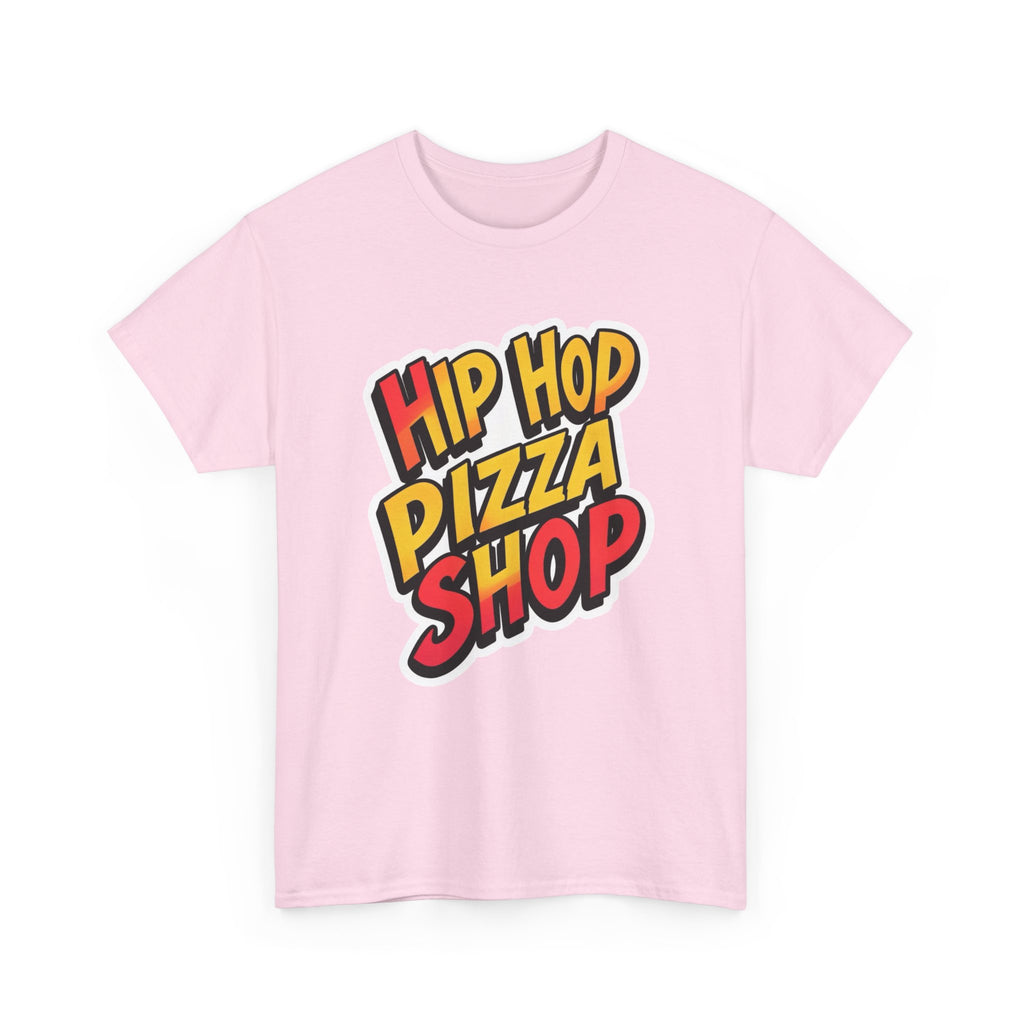 Hip Hop Pizza Shop T-Shirt — Retro Streetwear Tee with Colorful Logo