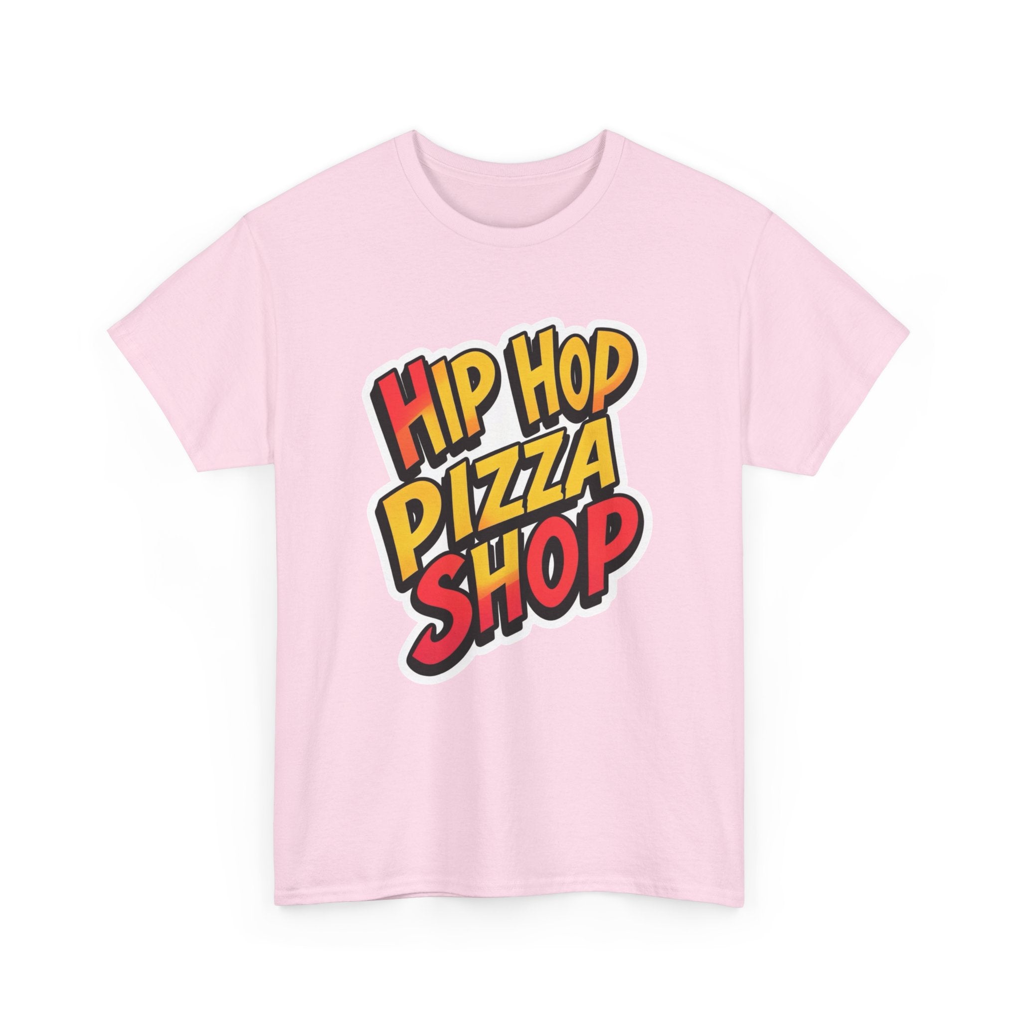 Hip Hop Pizza Shop T-Shirt — Retro Streetwear Tee with Colorful Logo