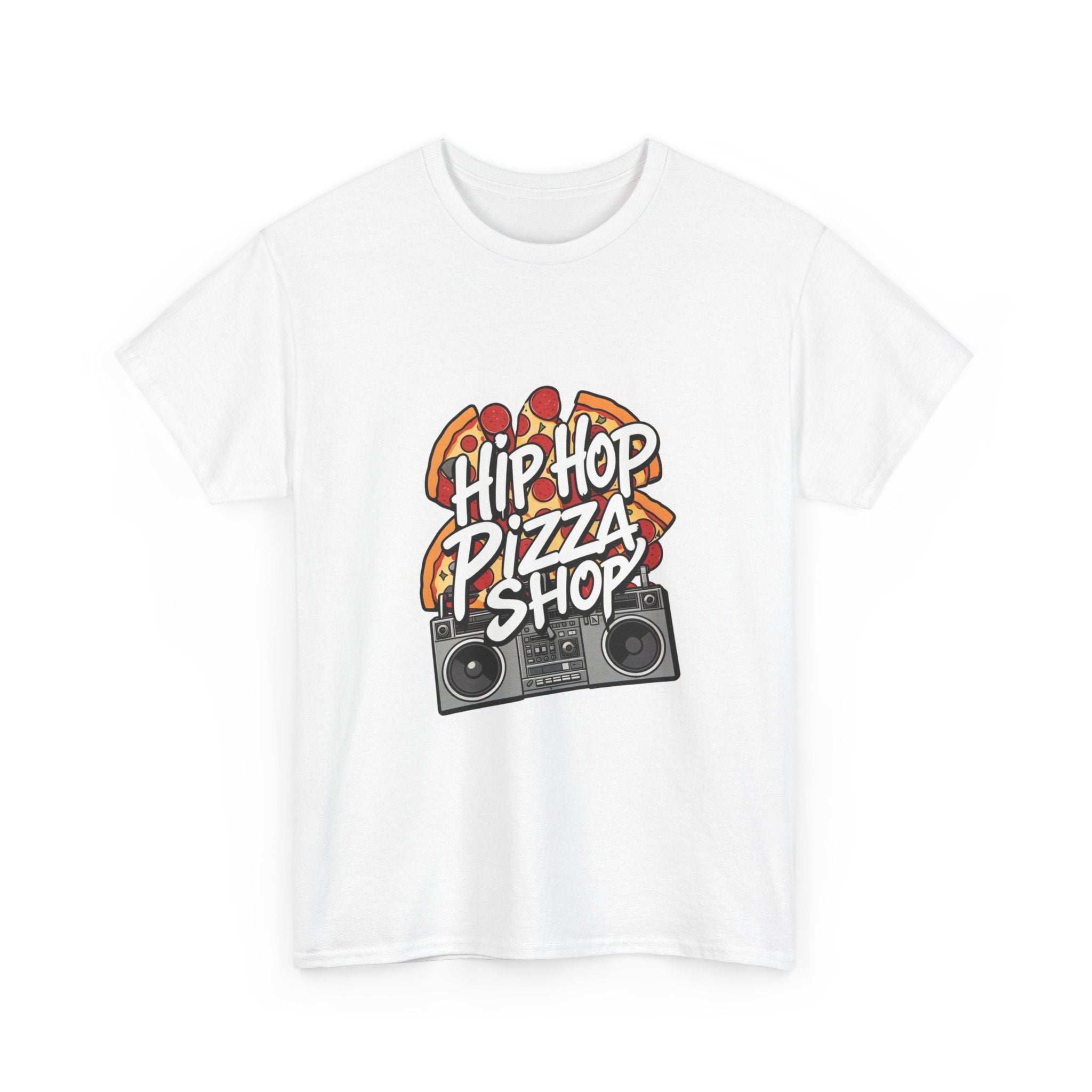 Hip Hop Pizza Shop T-Shirt — Retro Boombox Pizza Graphic Tee