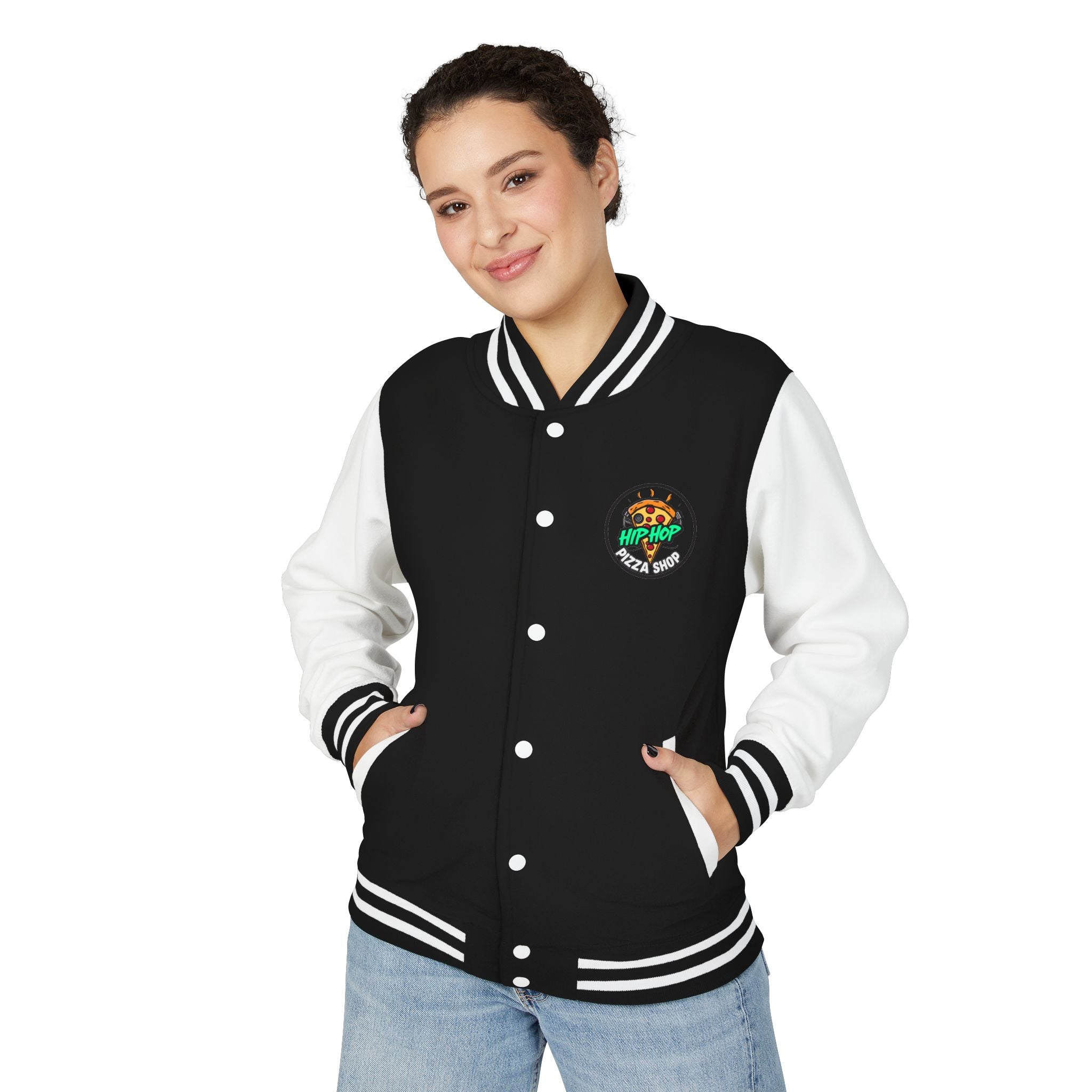 Letterman Jacket - 'Hip Hop Pizza Shop' Retro Varsity Bomber