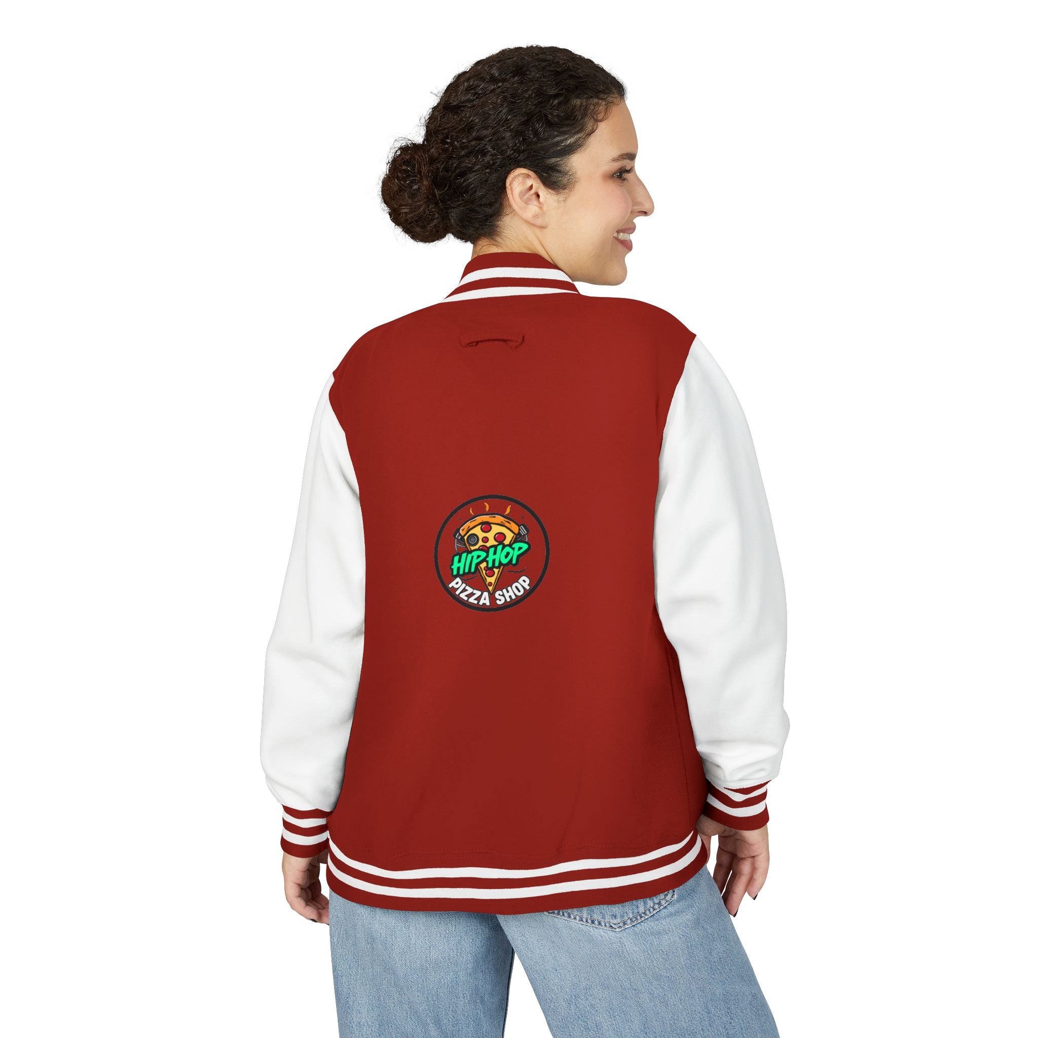 Letterman Jacket - 'Hip Hop Pizza Shop' Retro Varsity Bomber
