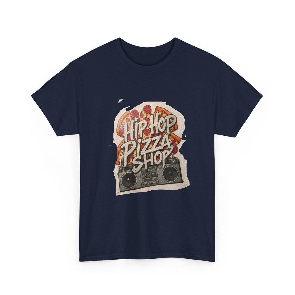 Hip Hop Pizza Shop T‑Shirt — Retro Boombox Pizza Graphic Tee