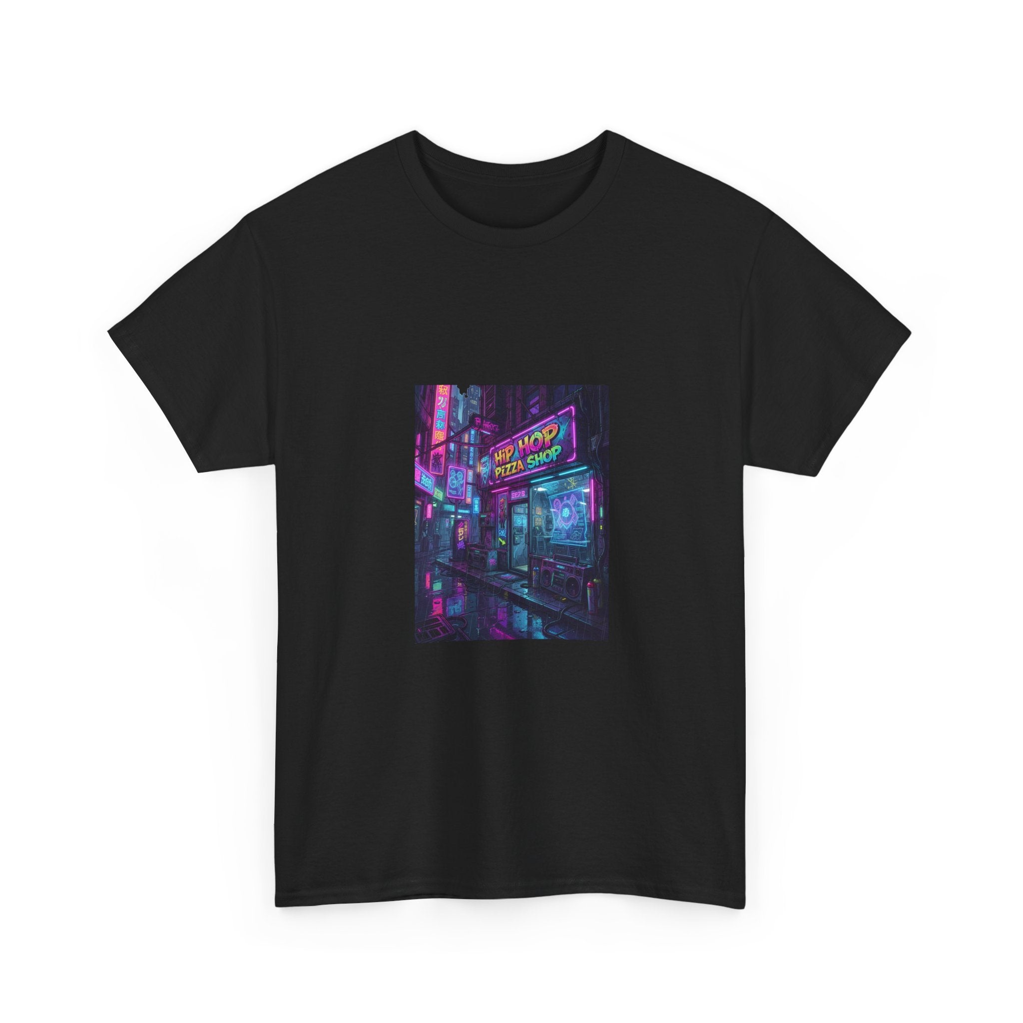 Cyberpunk Neon Alley T‑Shirt — Vaporwave Night City Street Art Tee