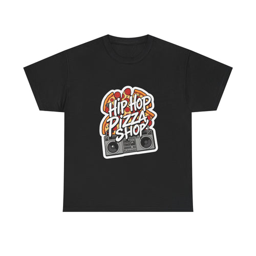 Hip Hop Pizza Shop T-Shirt — Retro Boombox Pizza Graphic Tee