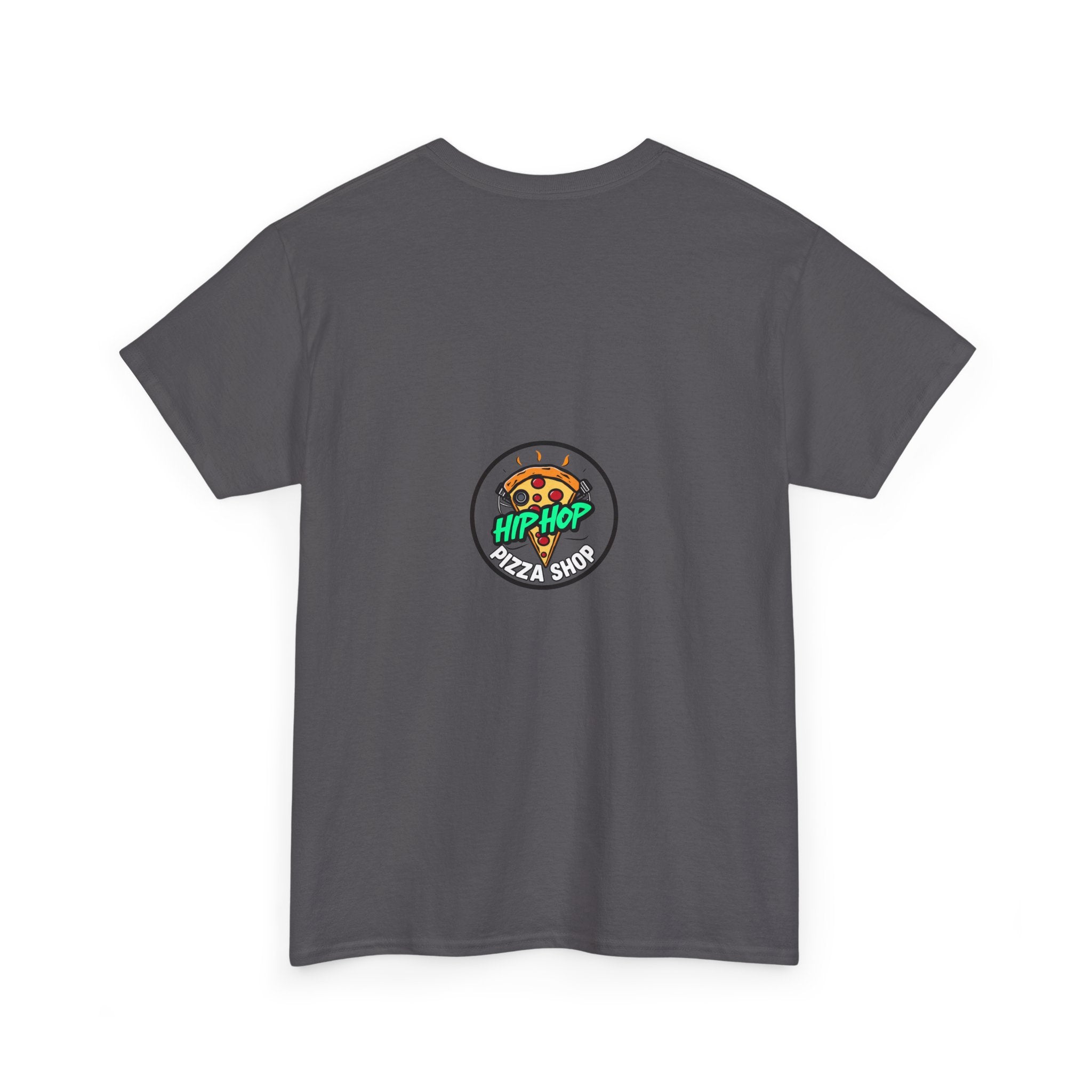 Cyberpunk Streetwear T‑Shirt — Neon “Hip Hop Pizza Shop” Graphic Tee