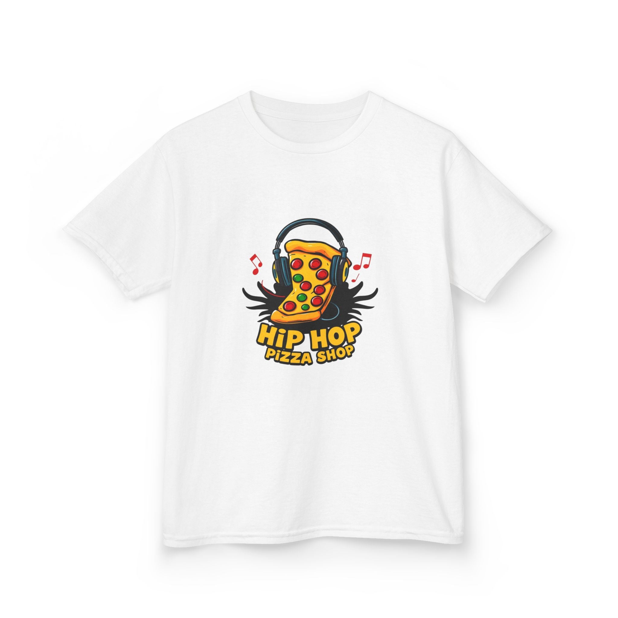 Kids Hip Hop Pizza T-Shirt — Fun Pizza Slice with Headphones Graphic