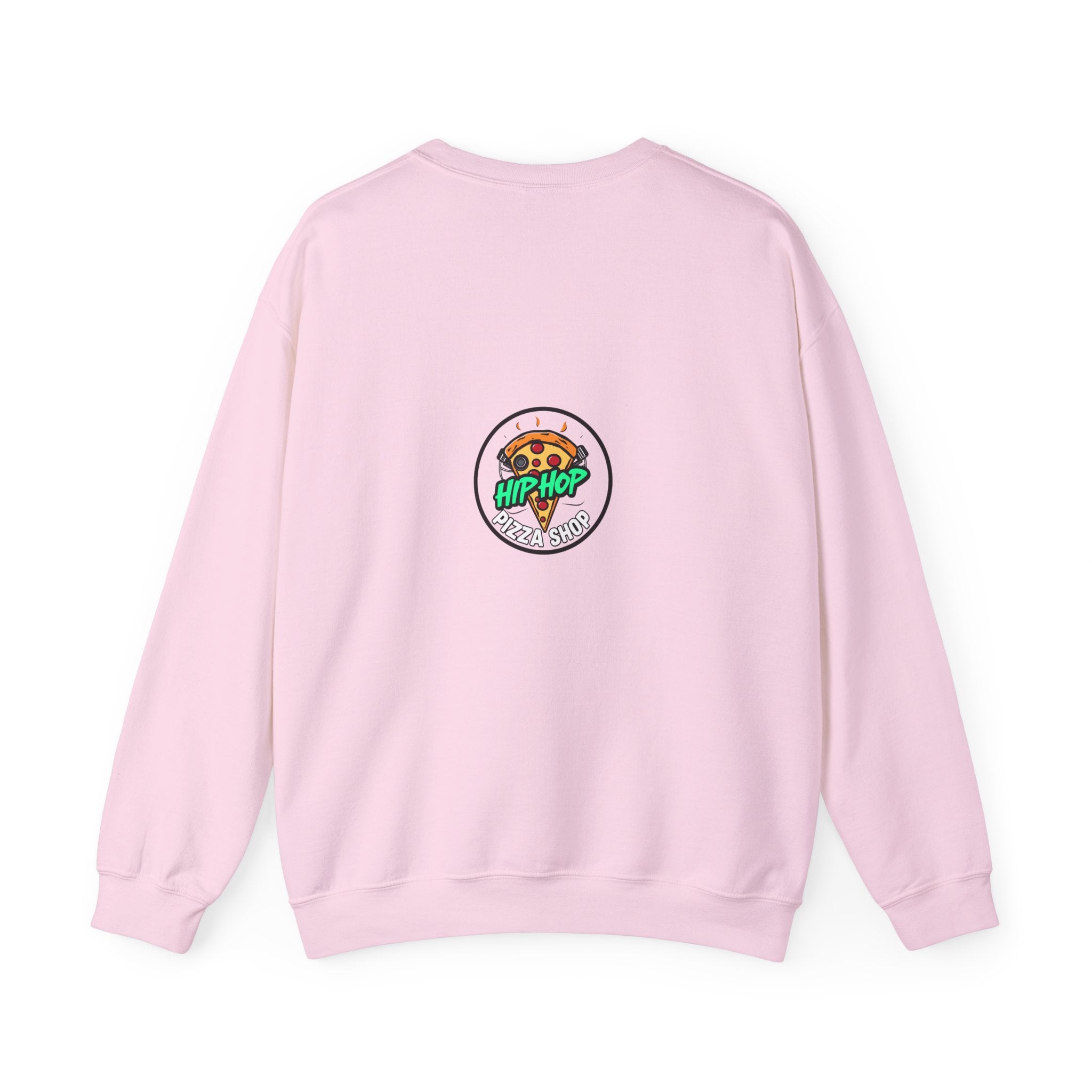 Hip Hop Pizza Shop Crewneck Sweatshirt — Retro Graffiti Pizza Slice Design