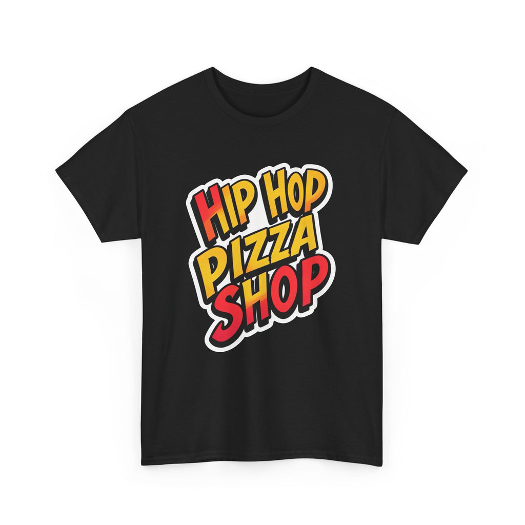 Hip Hop Pizza Shop T-Shirt — Retro Streetwear Tee with Colorful Logo