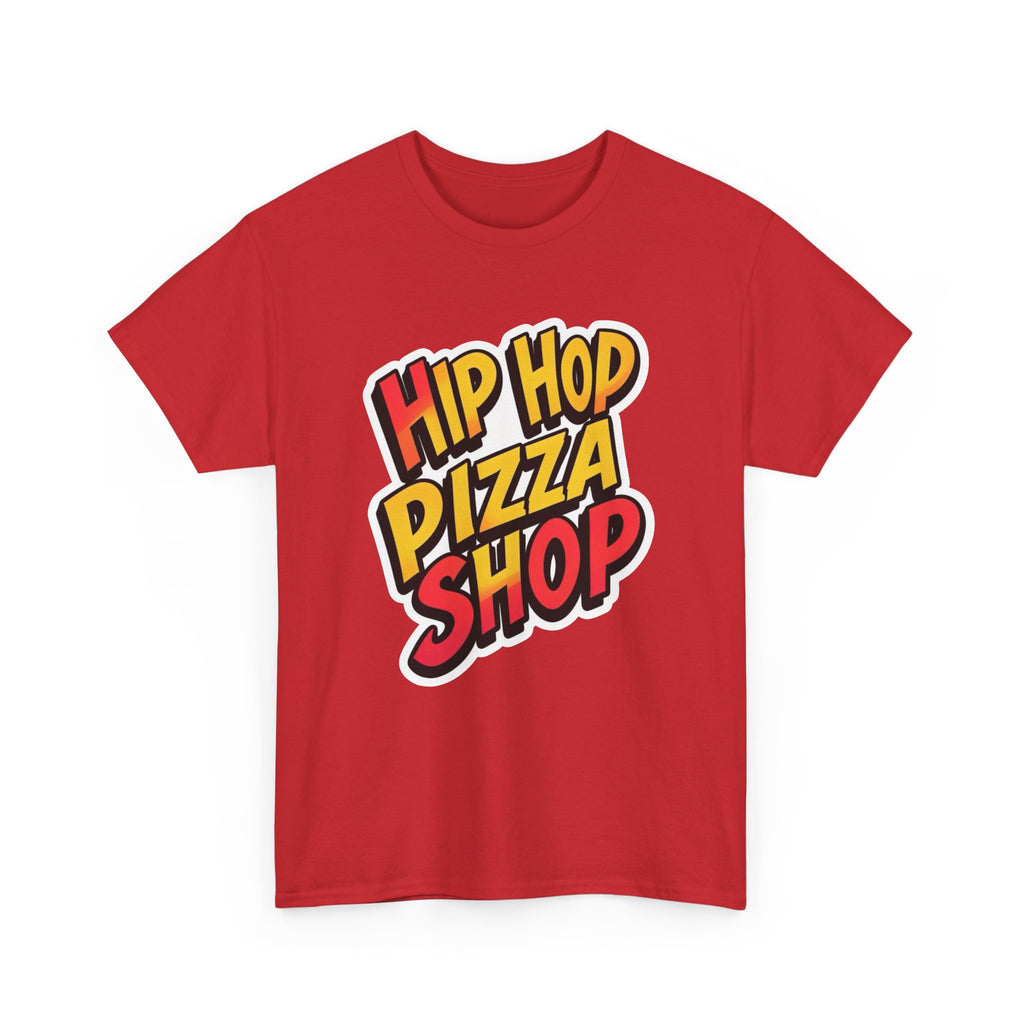 Hip Hop Pizza Shop T-Shirt — Retro Streetwear Tee with Colorful Logo