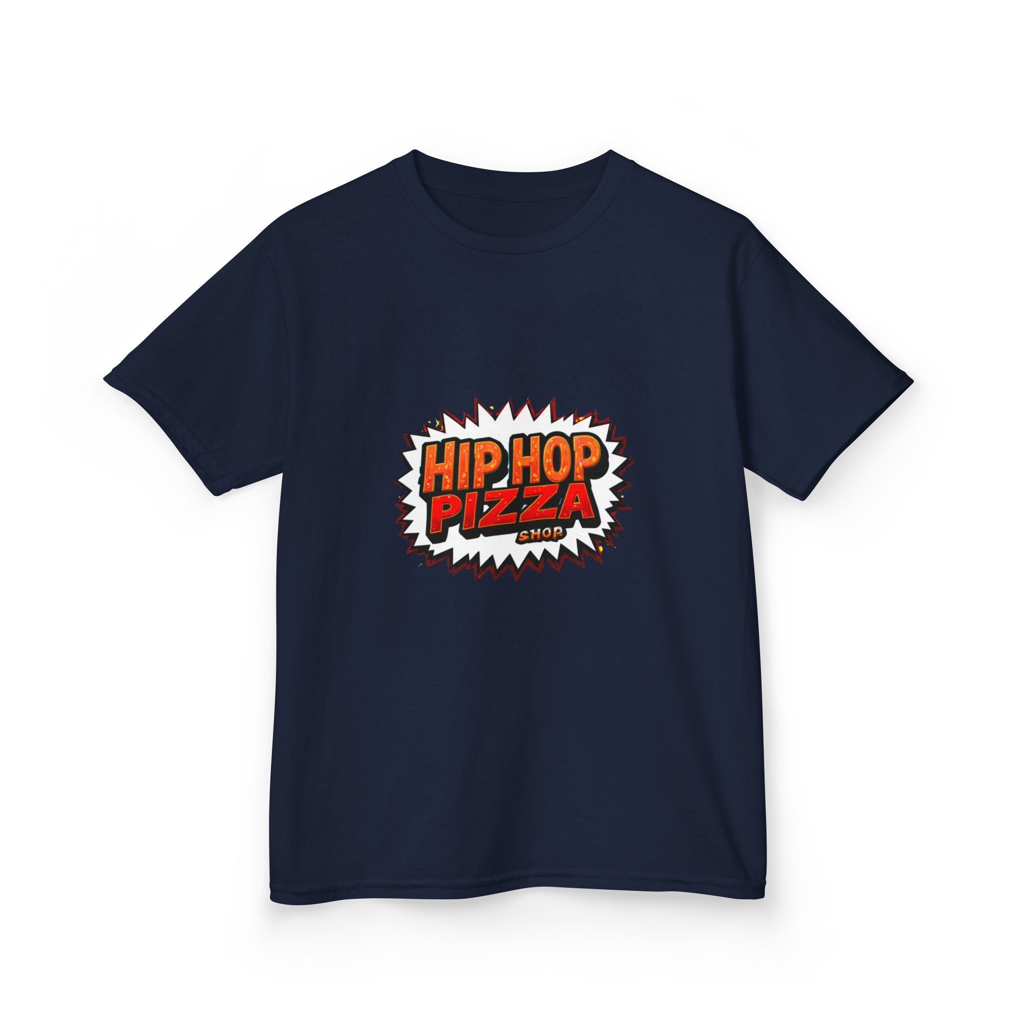 Kids T‑Shirt — 'Hip Hop Pizza' Retro Comic Logo Tee for Children