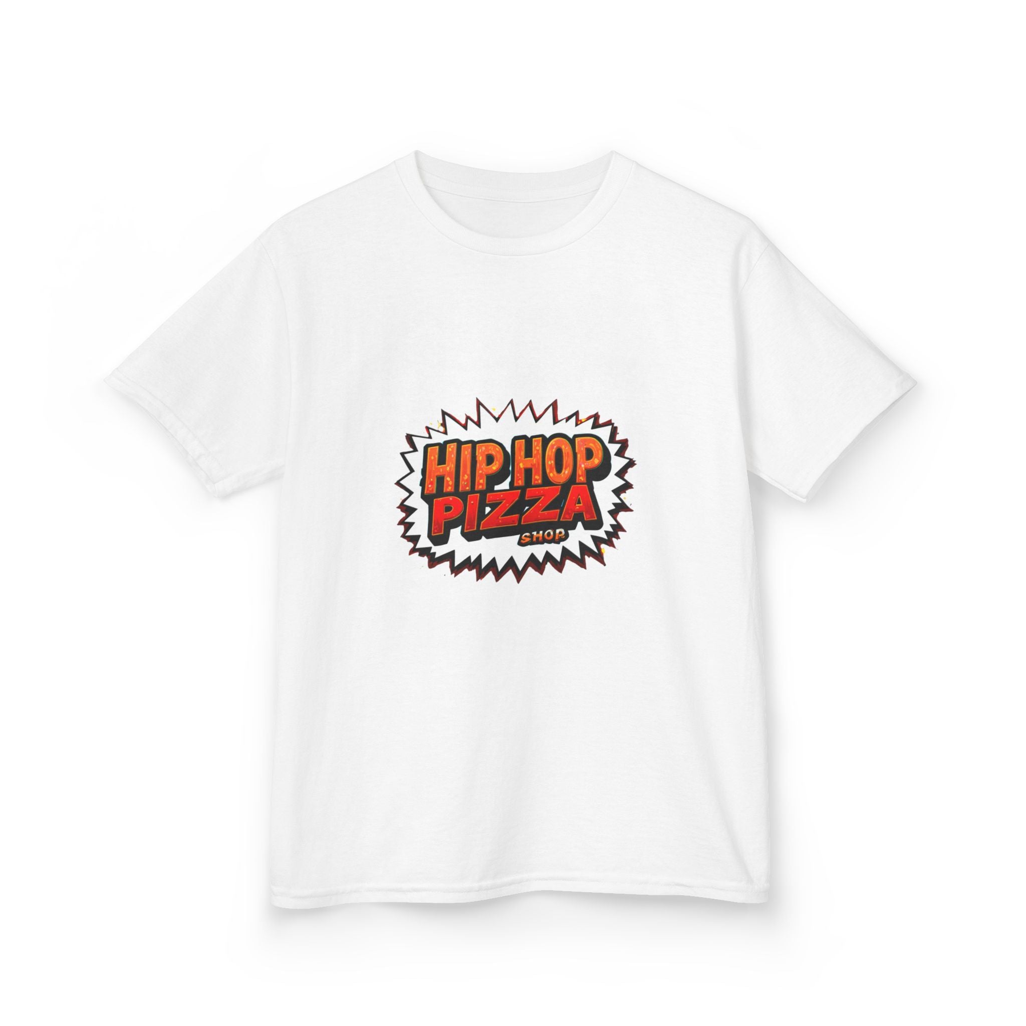 Kids T‑Shirt — 'Hip Hop Pizza' Retro Comic Logo Tee for Children