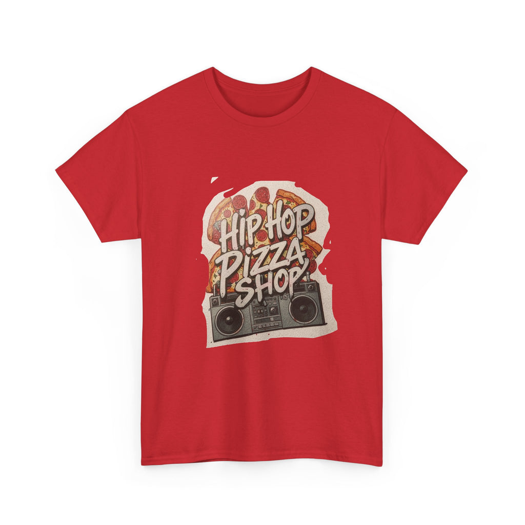 Hip Hop Pizza Shop T‑Shirt — Retro Boombox Pizza Graphic Tee