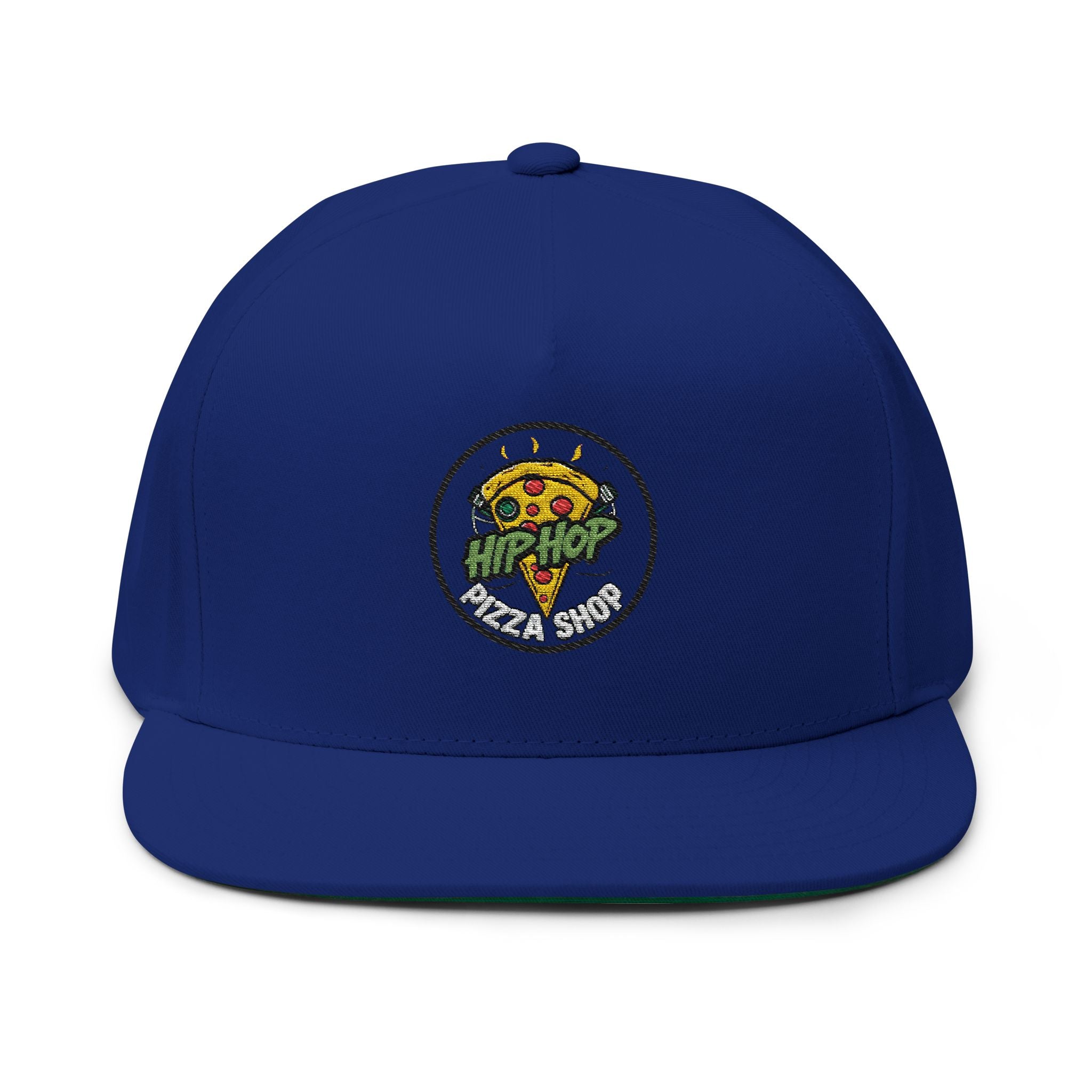 Pizza Slice Patch Flat Bill Cap — Hip Hop Pizza Embroidered Snapback