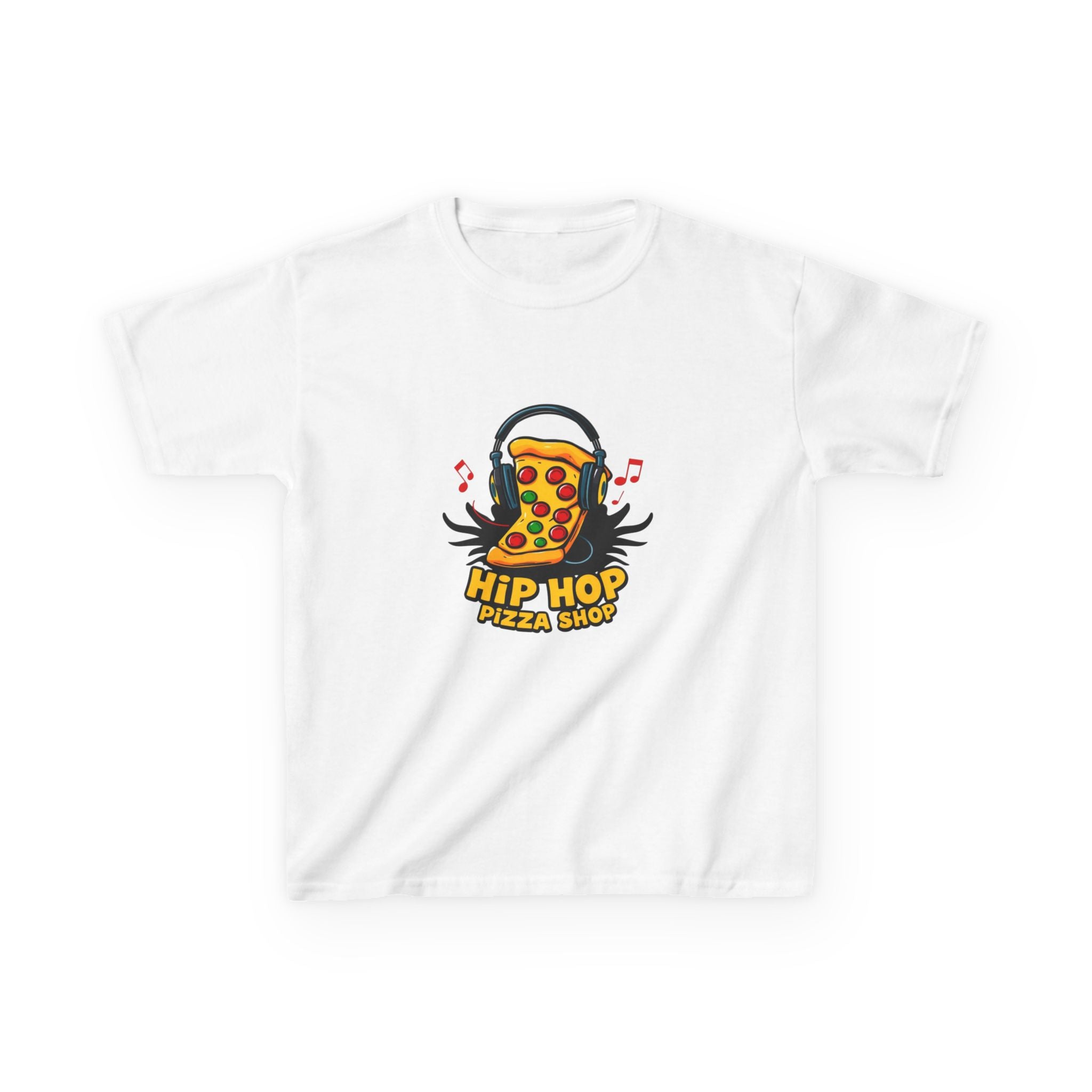 Kids Hip Hop Pizza T-Shirt — Fun Pizza Slice with Headphones Graphic