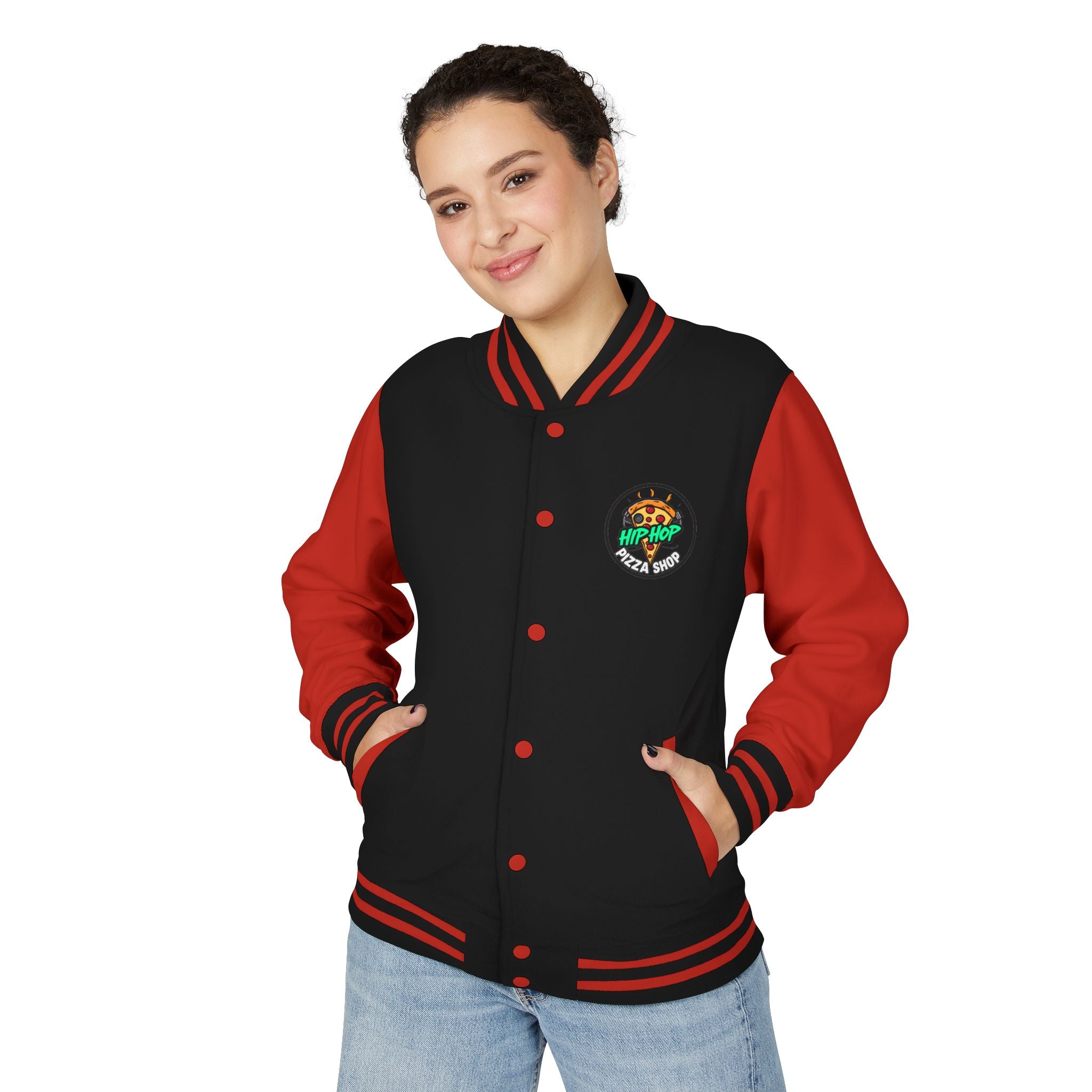 Letterman Jacket - 'Hip Hop Pizza Shop' Retro Varsity Bomber