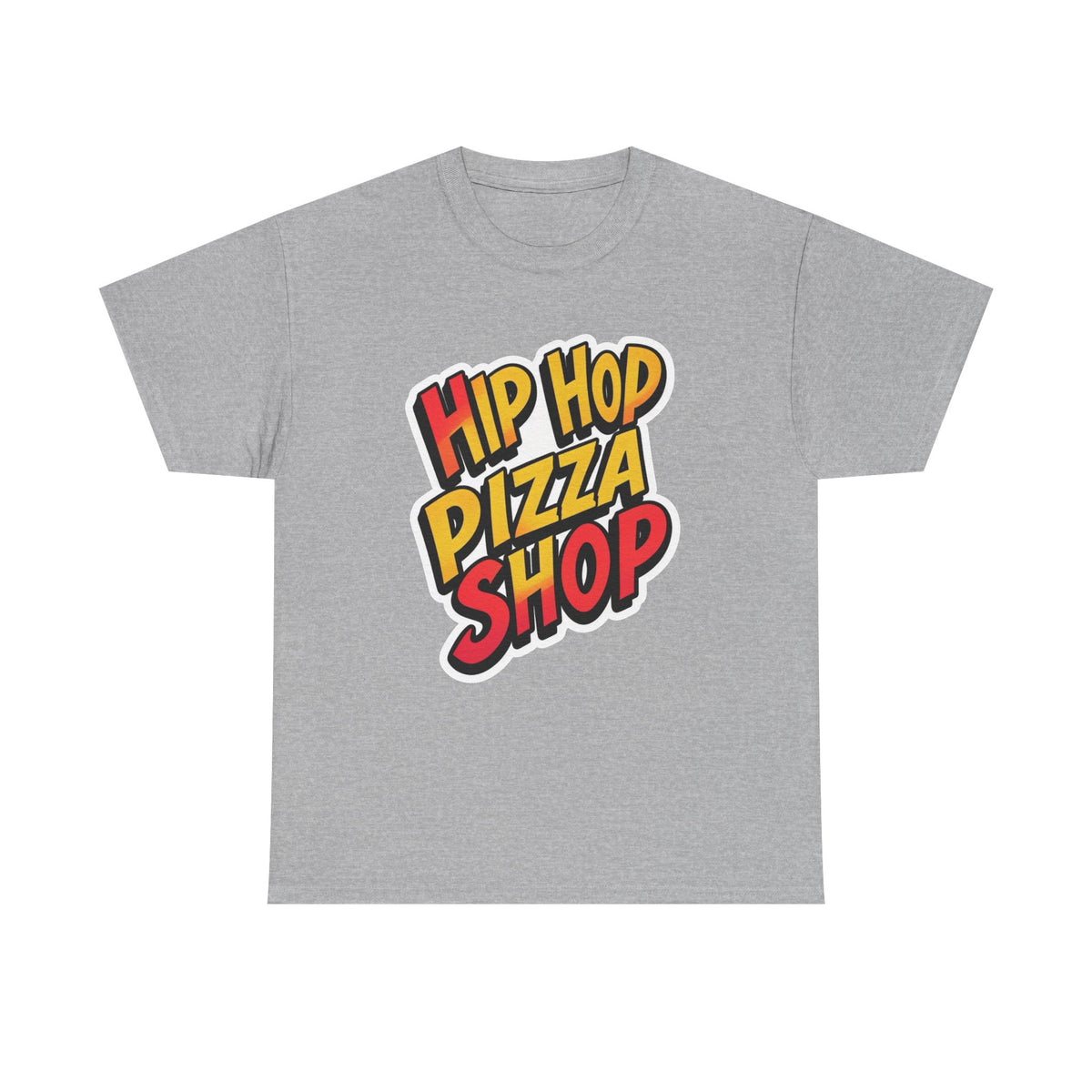 Hip Hop Pizza Shop T-Shirt — Retro Streetwear Tee with Colorful Logo