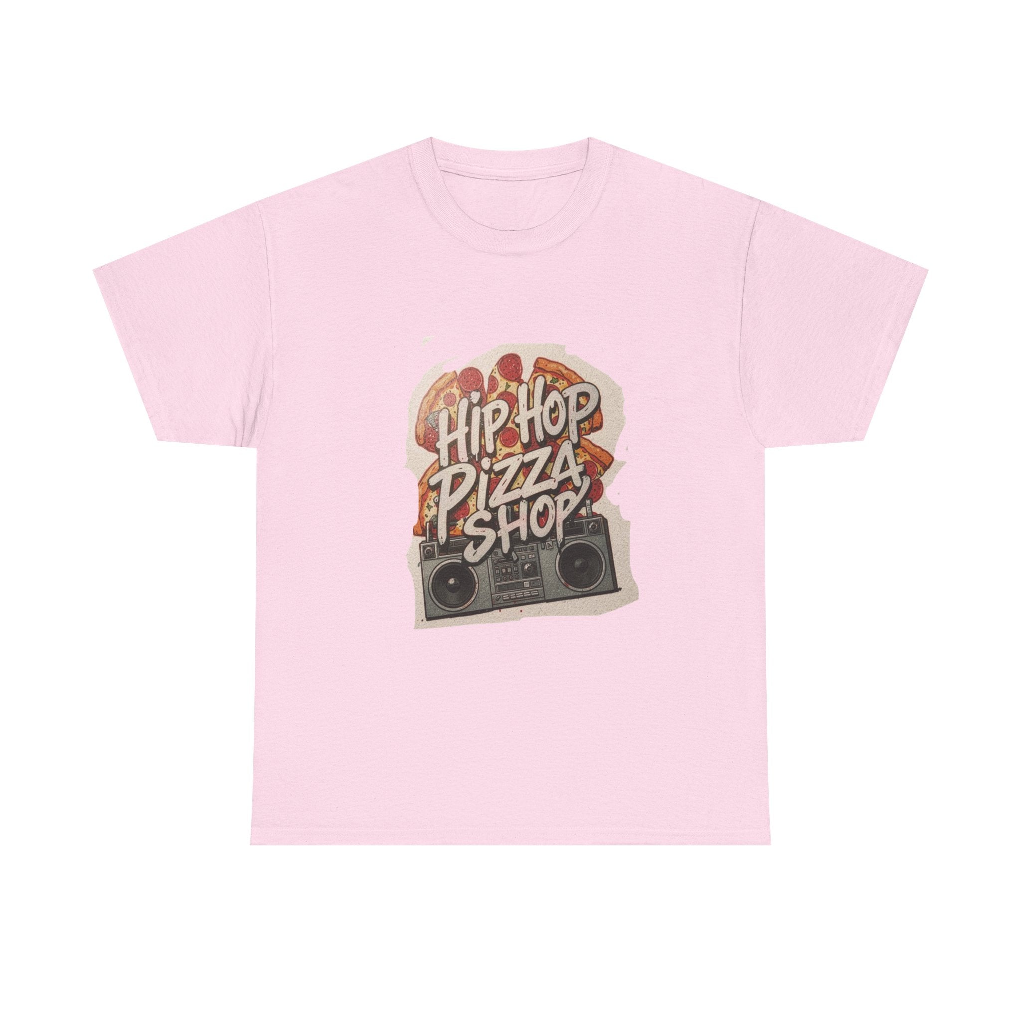 Hip Hop Pizza Shop T‑Shirt — Retro Boombox Pizza Graphic Tee